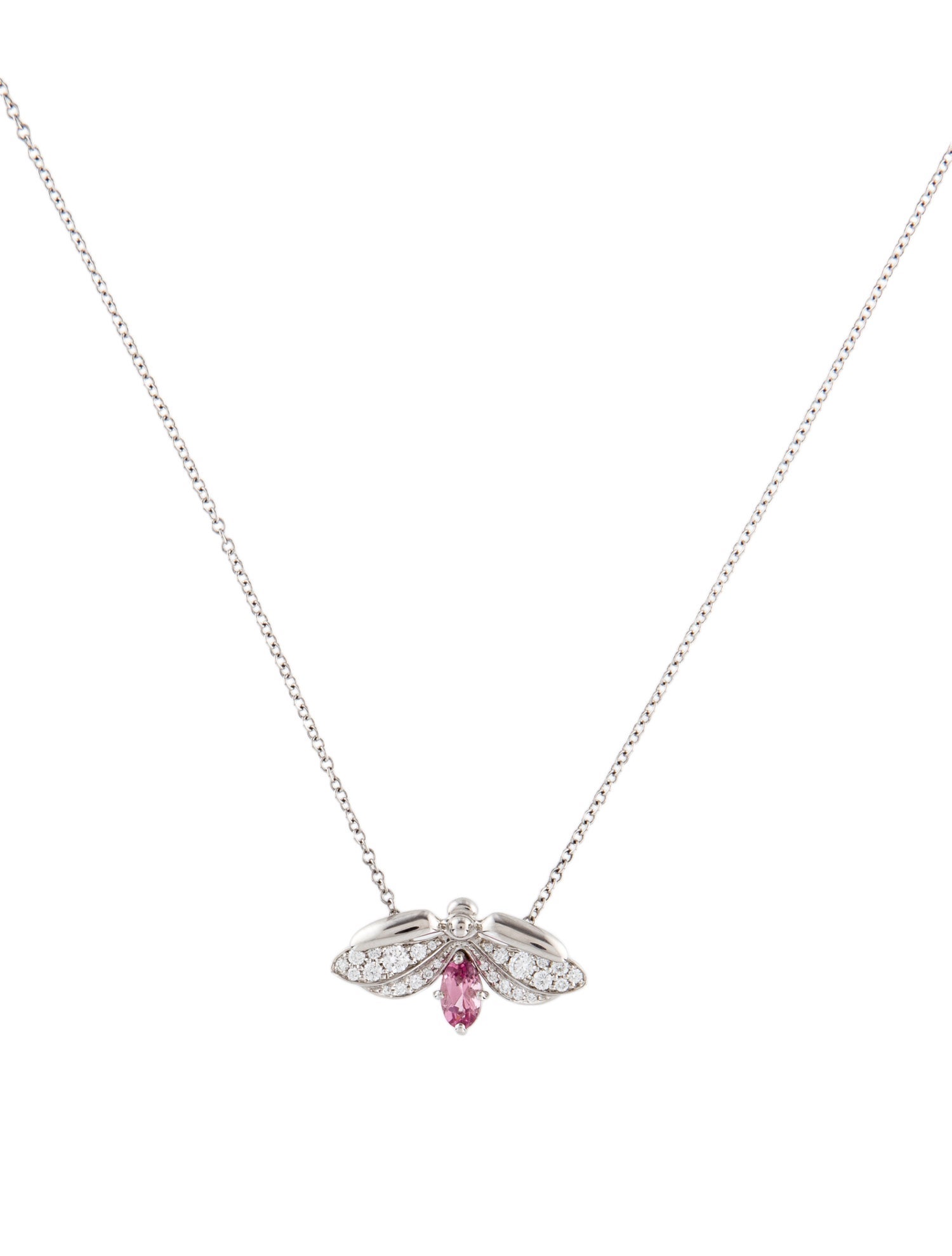 Tiffany & Co. Platinum Tourmaline & Diamond Paper Flowers Firefly Pendant Necklace