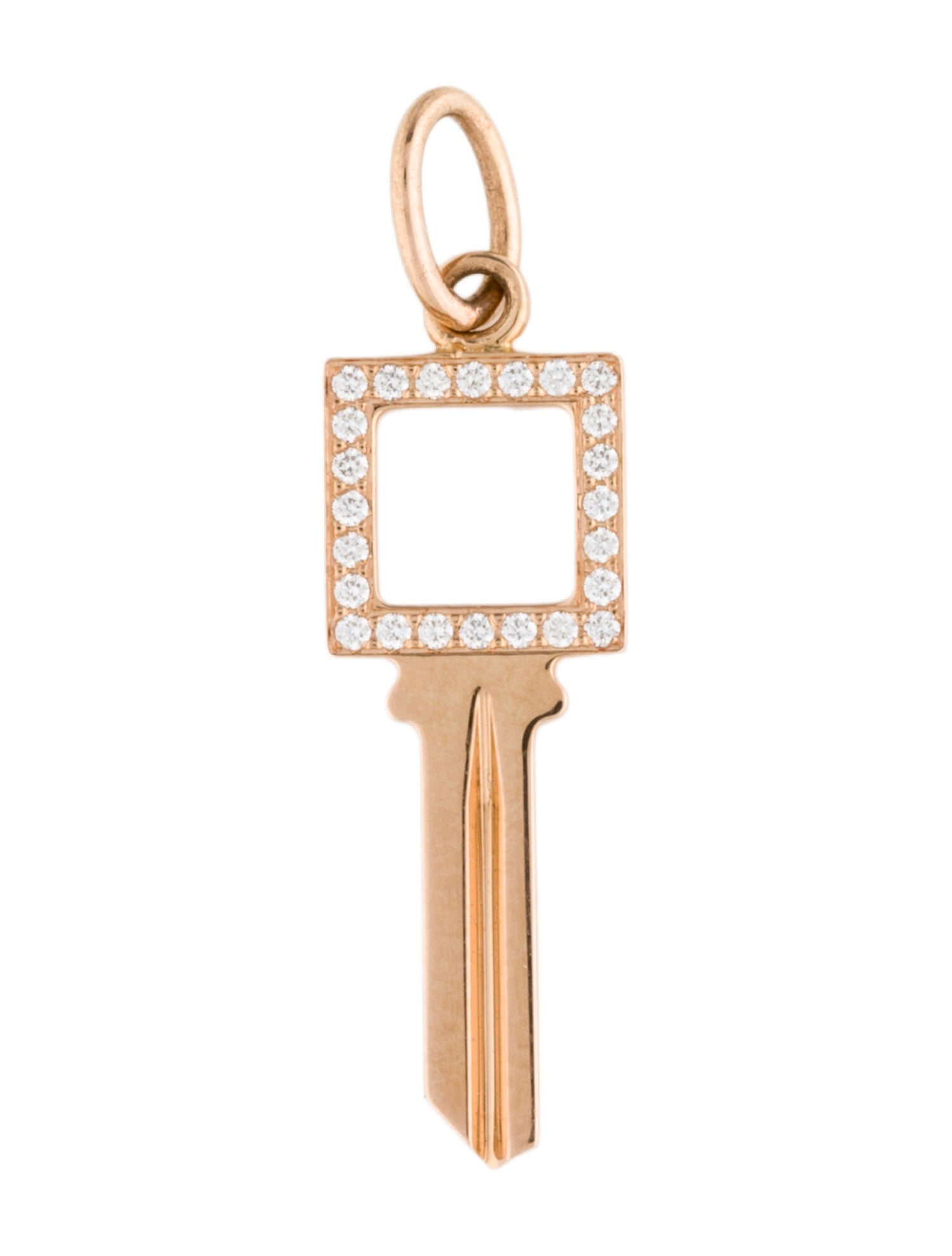 Tiffany & Co. 18K Diamond Modern Square Key Pendant