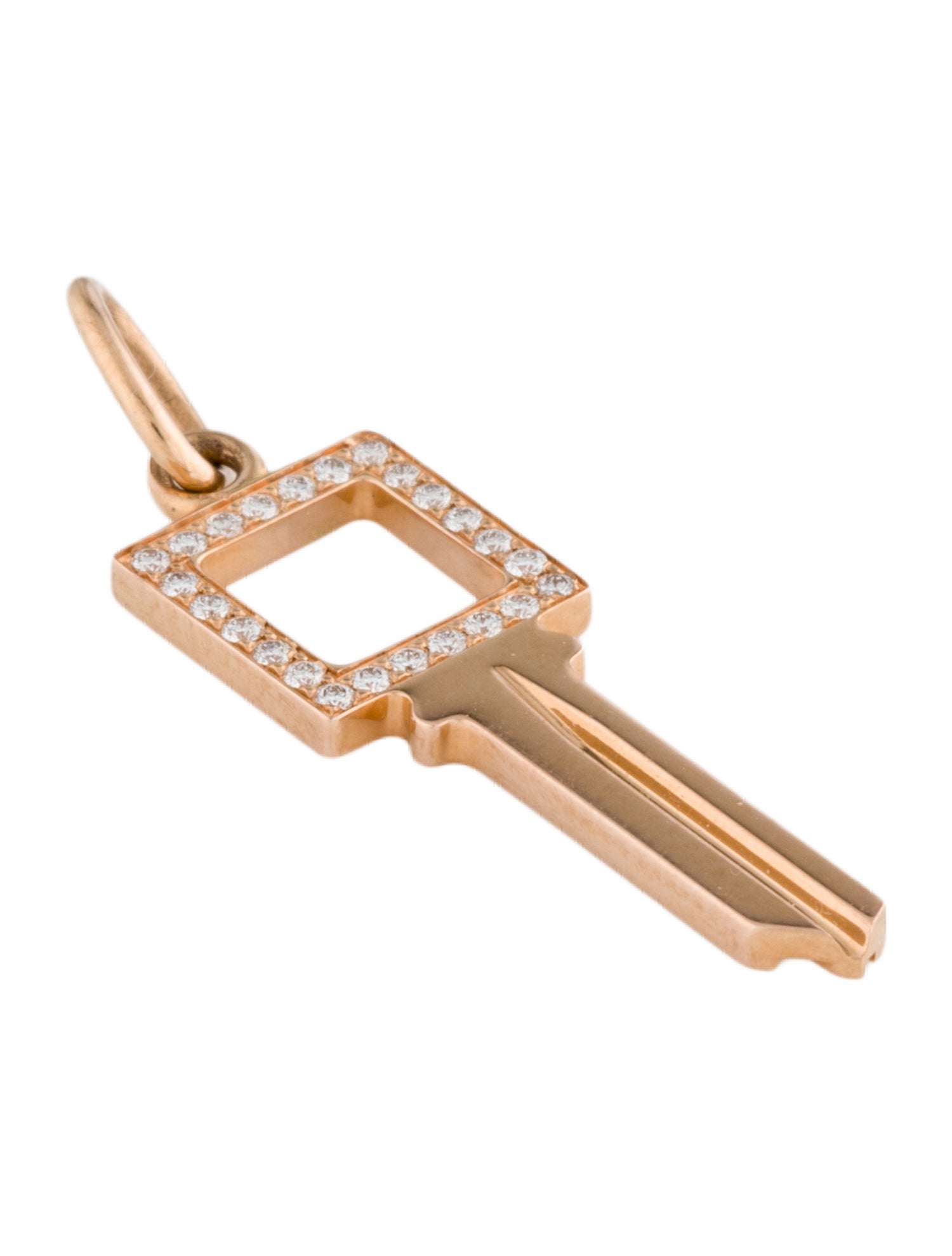 Tiffany & Co. 18K Diamond Modern Square Key Pendant