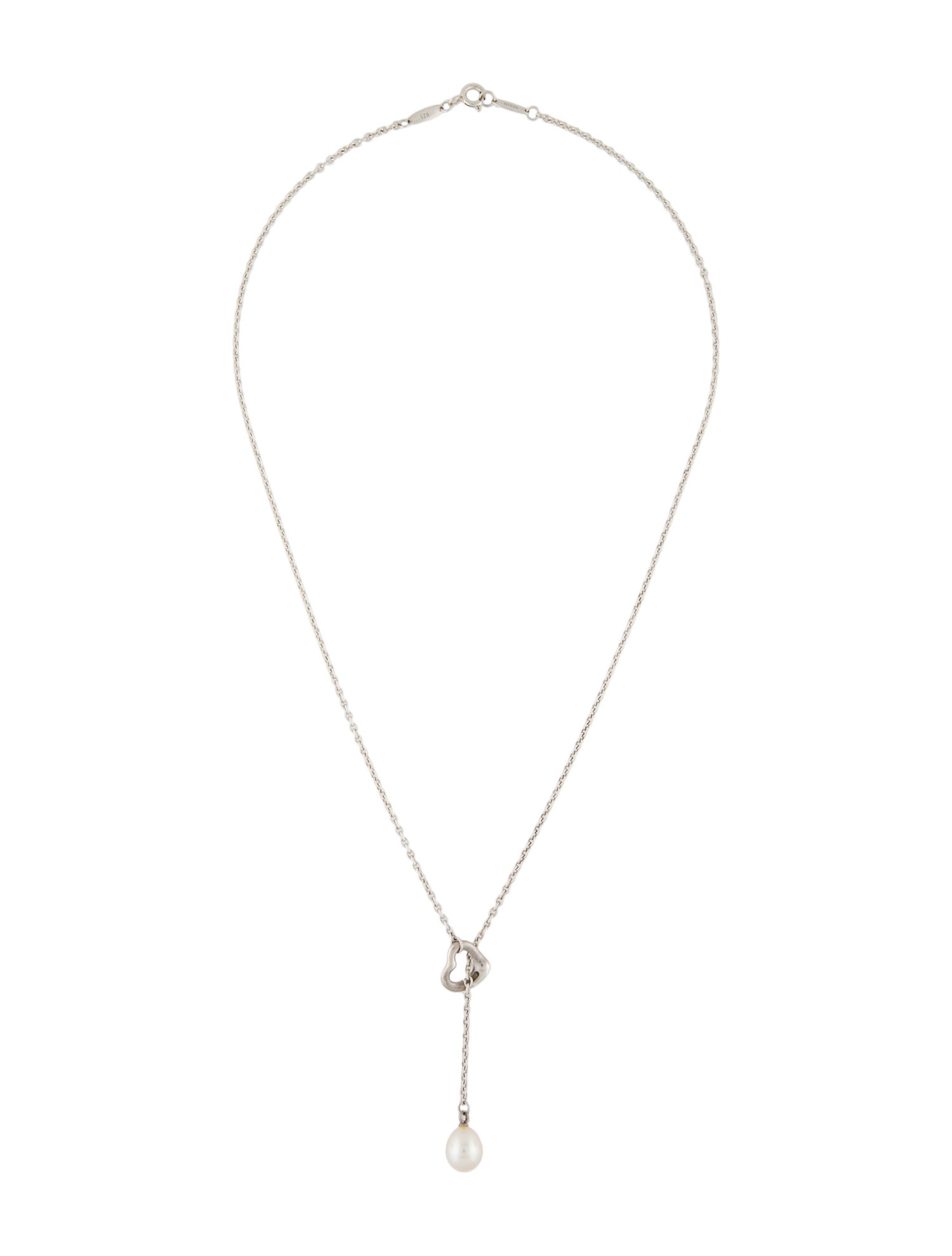 Tiffany & Co. Pearl Open Heart Lariat Necklace