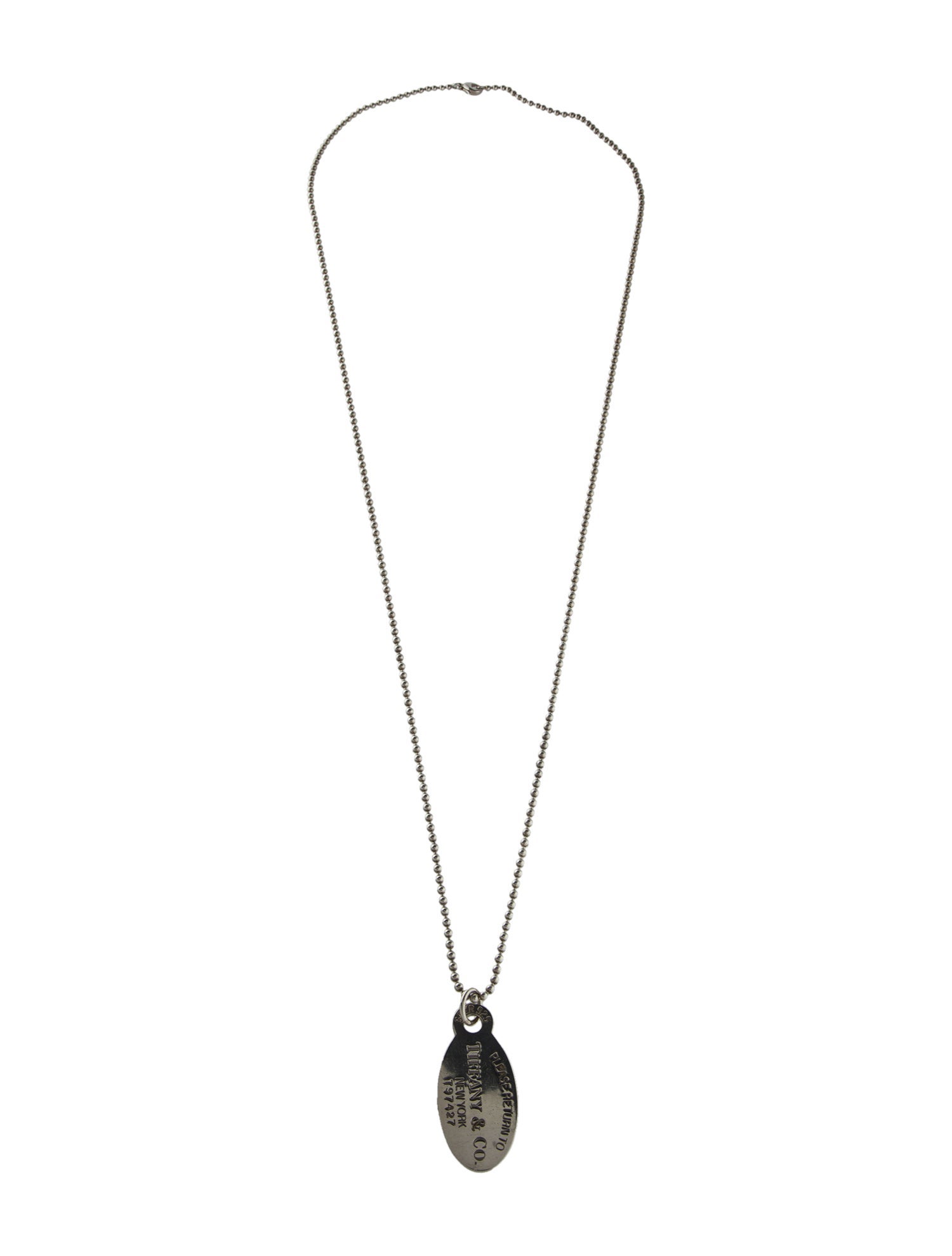 Tiffany & Co. Oval Tag Pendant Necklace