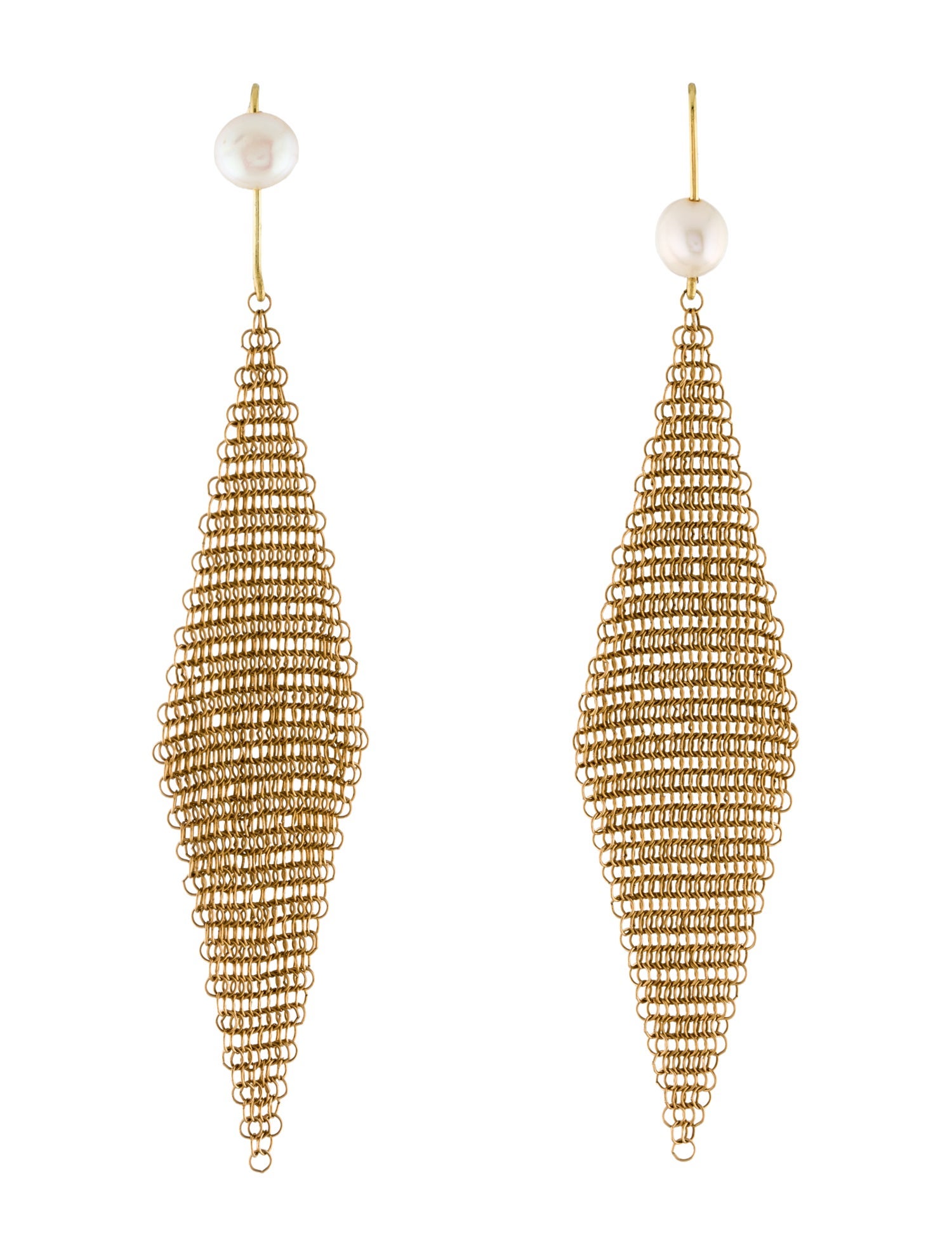 Tiffany & Co. 18K Pearl Mesh Drop Earrings