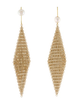 Tiffany & Co. 18K Pearl Mesh Drop Earrings