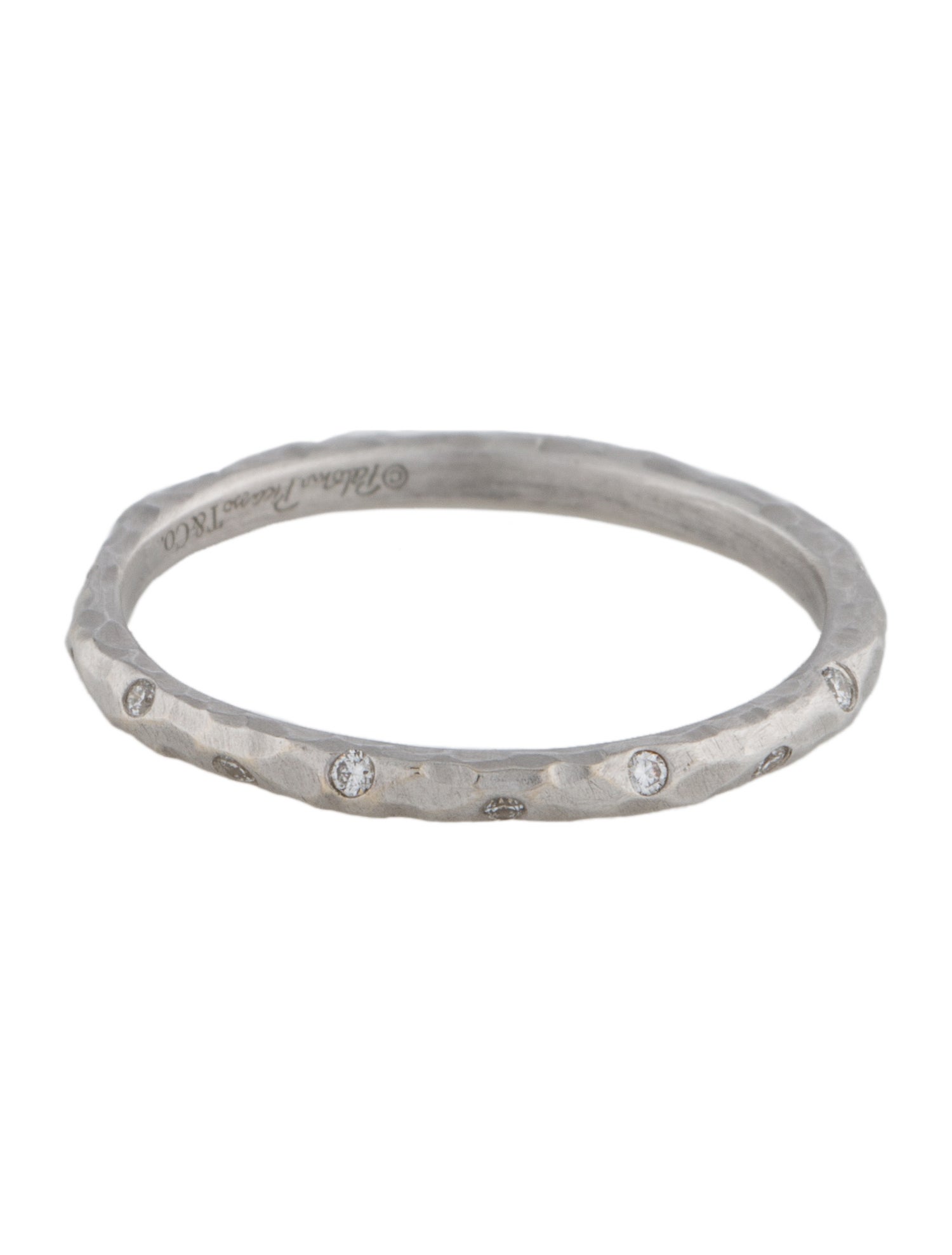 Tiffany & Co. 18K Diamond Hammered Band