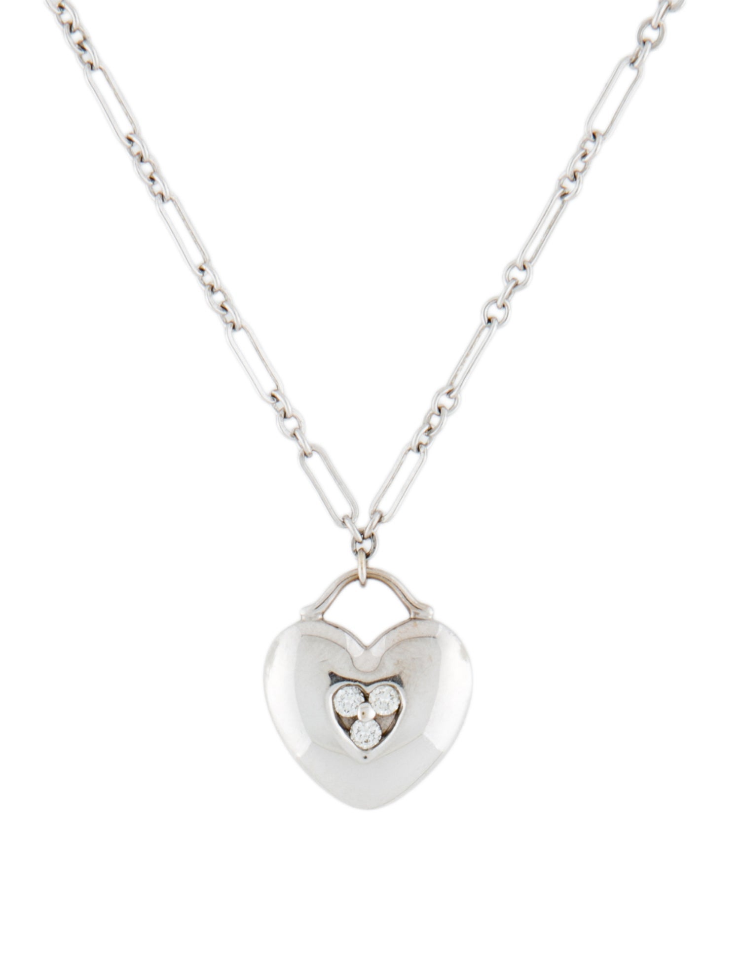 Tiffany & Co. 18K Diamond Puffed Heart Pendant Necklace