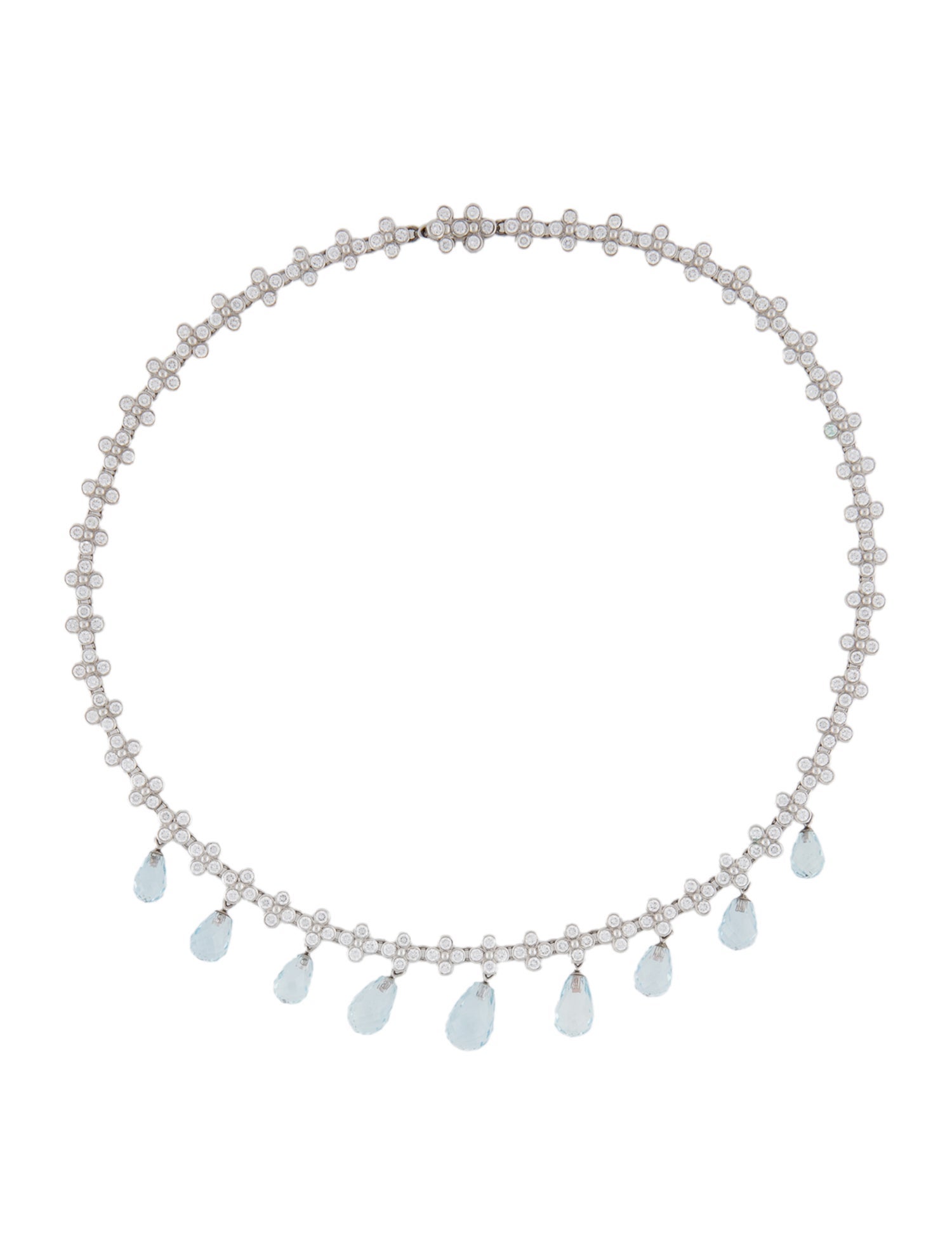 Tiffany & Co. Platinum Aquamarine & Diamond Lace Necklace