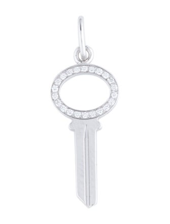 Tiffany & Co. 18K Diamond Modern Keys Open Oval Key Pendant
