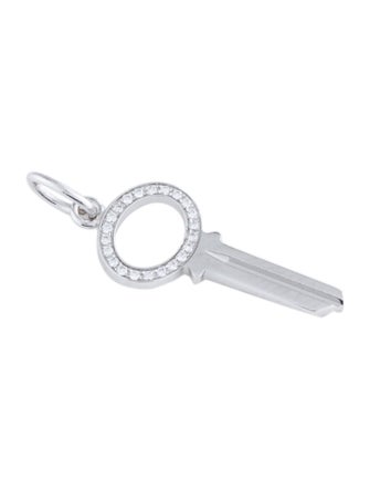 Tiffany & Co. 18K Diamond Modern Keys Open Oval Key Pendant