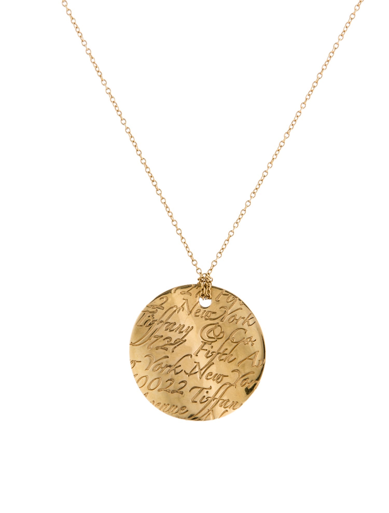 Tiffany & Co. 18K Notes Round Wave Pendant Necklace