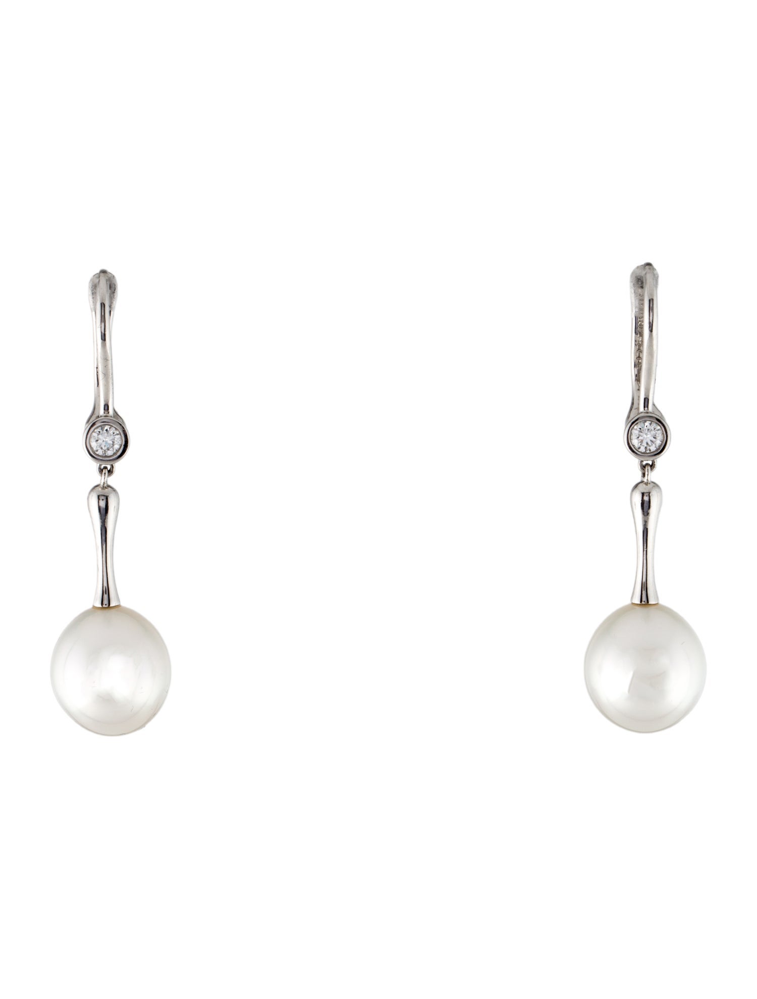Tiffany & Co. Vintage 18K Cultured Pearl & Diamond Drop Earrings