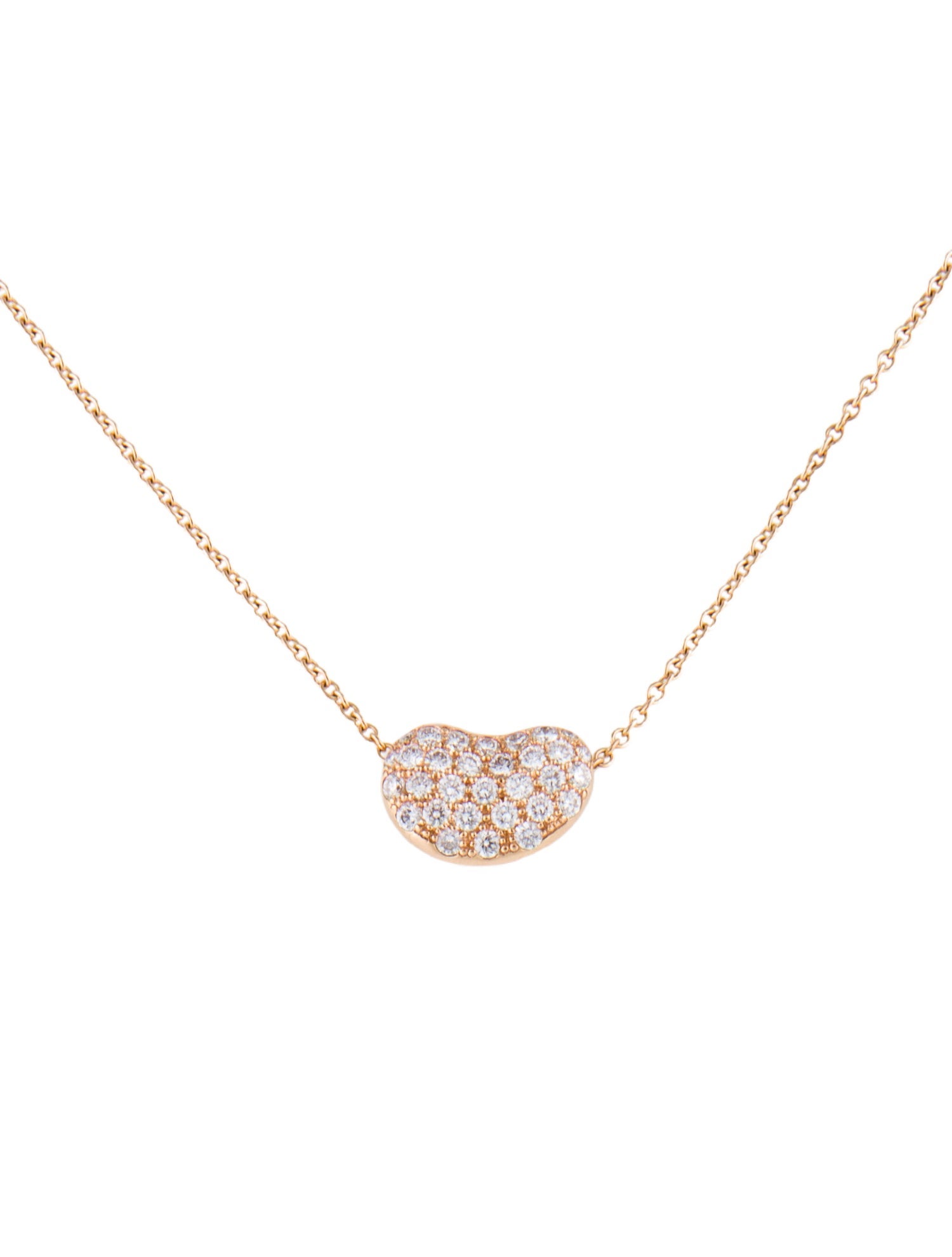 Tiffany & Co. 18K Diamond Bean Design Pendant Necklace