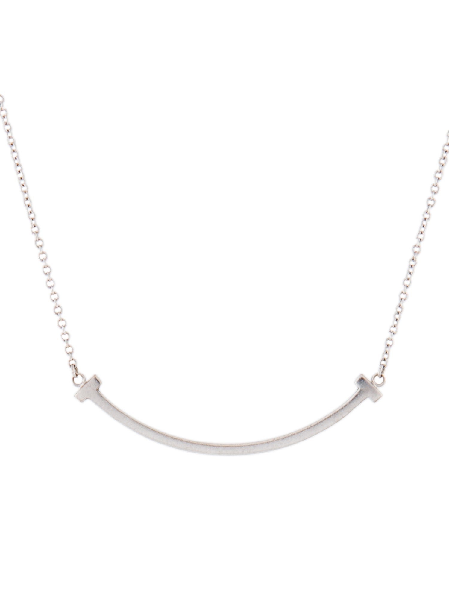 Tiffany & Co. 18K T Smile Pendant Necklace