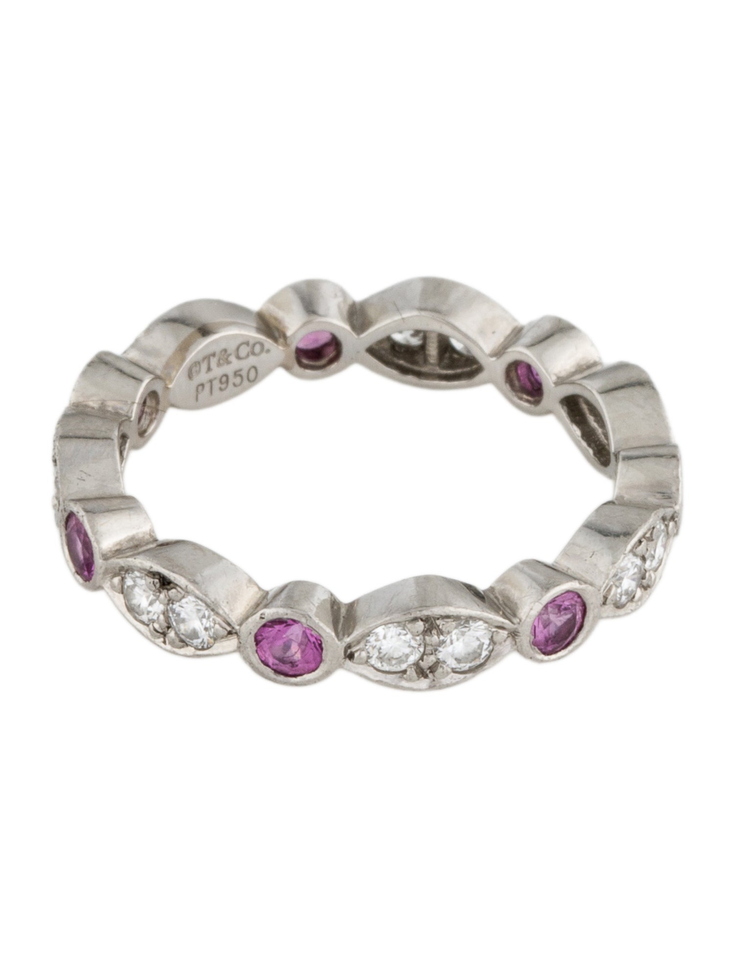 Tiffany & Co. Platinum Pink Sapphire & Diamond Jazz Eternity Band