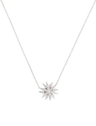 Tiffany & Co. Platinum Diamond Sunburst Pendant Necklace