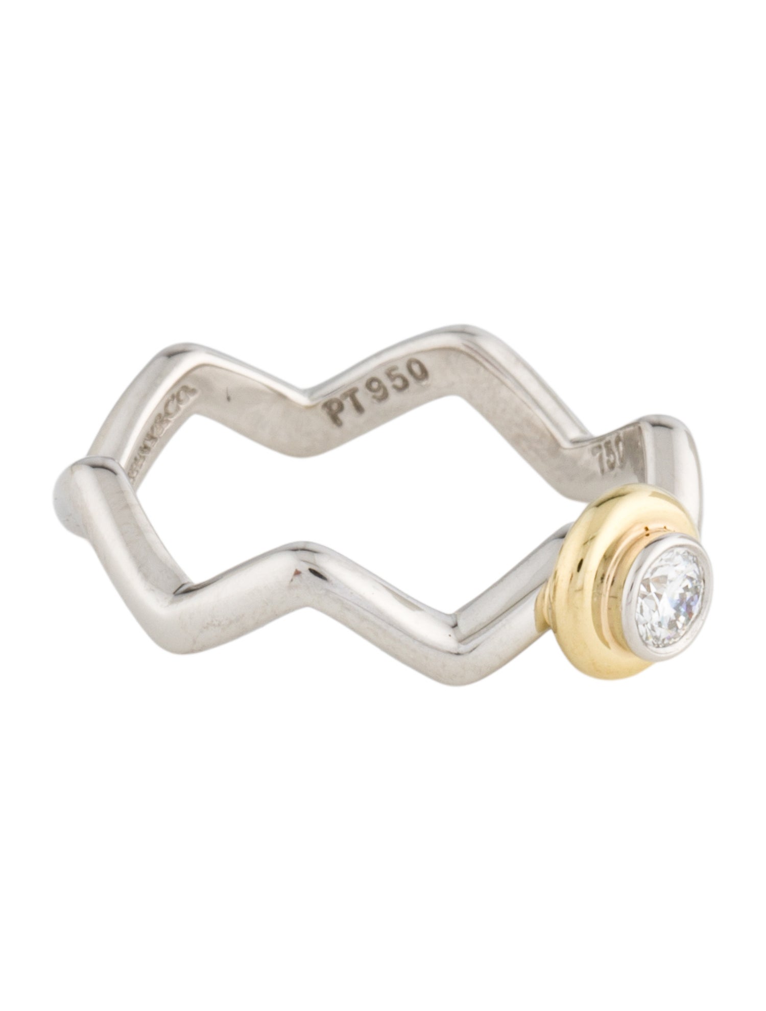 Tiffany & Co. Platinum Diamond Zig Zag Ring