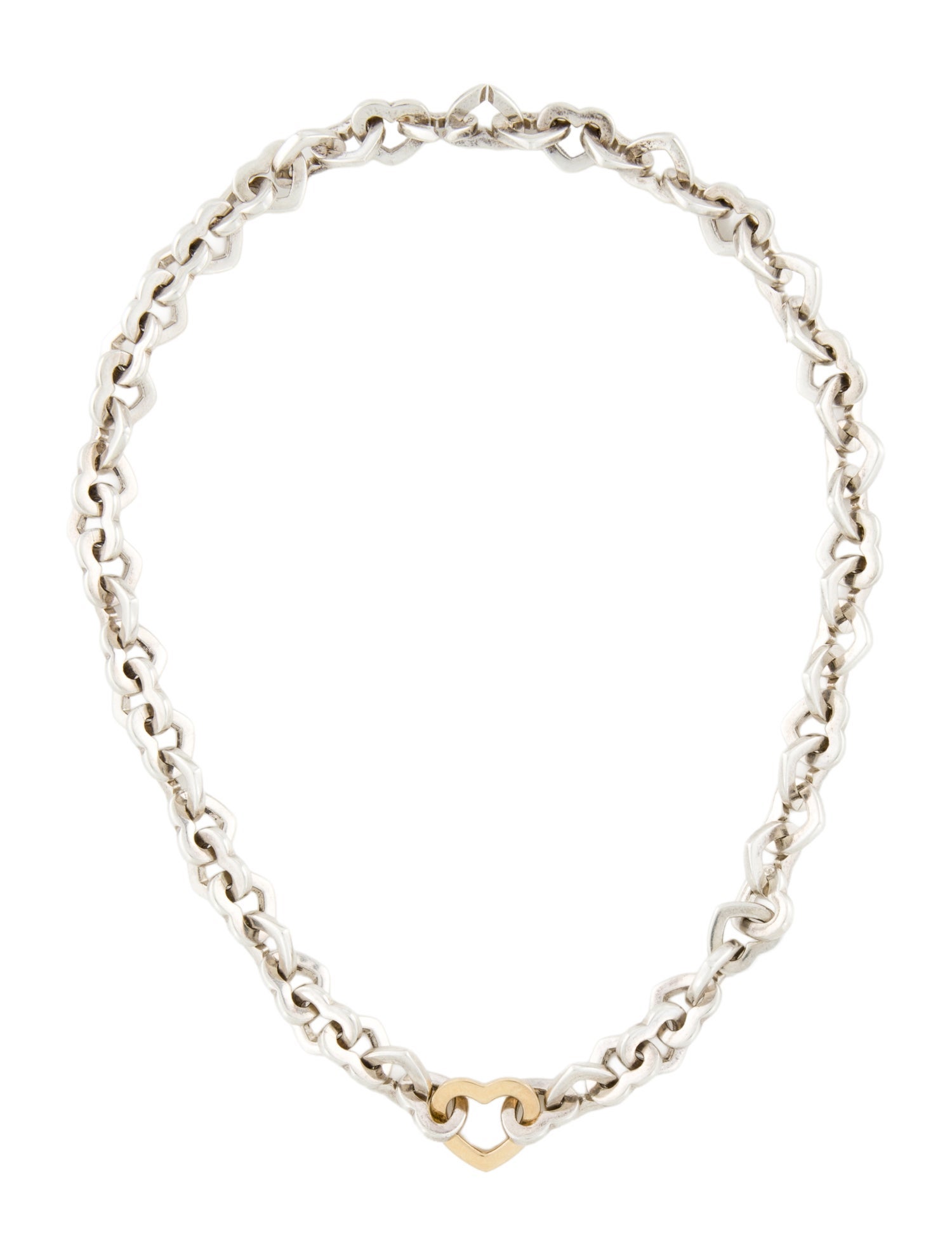 Tiffany & Co. Vintage Two-Tone Heart Link Necklace