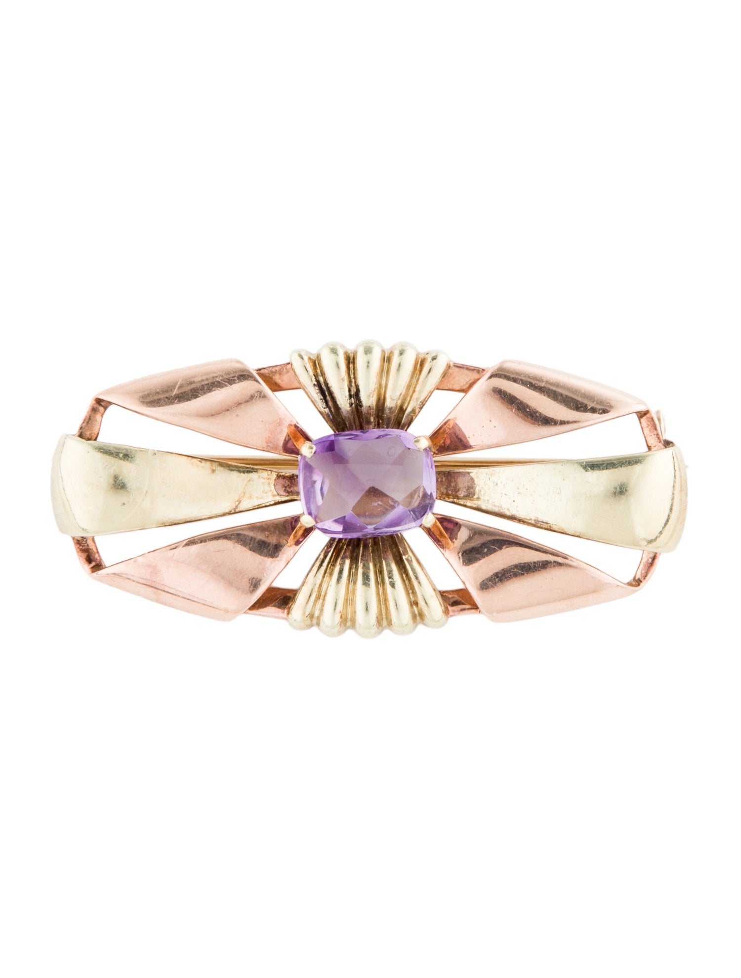 Tiffany & Co. 14K Amethyst Two-Tone Brooch