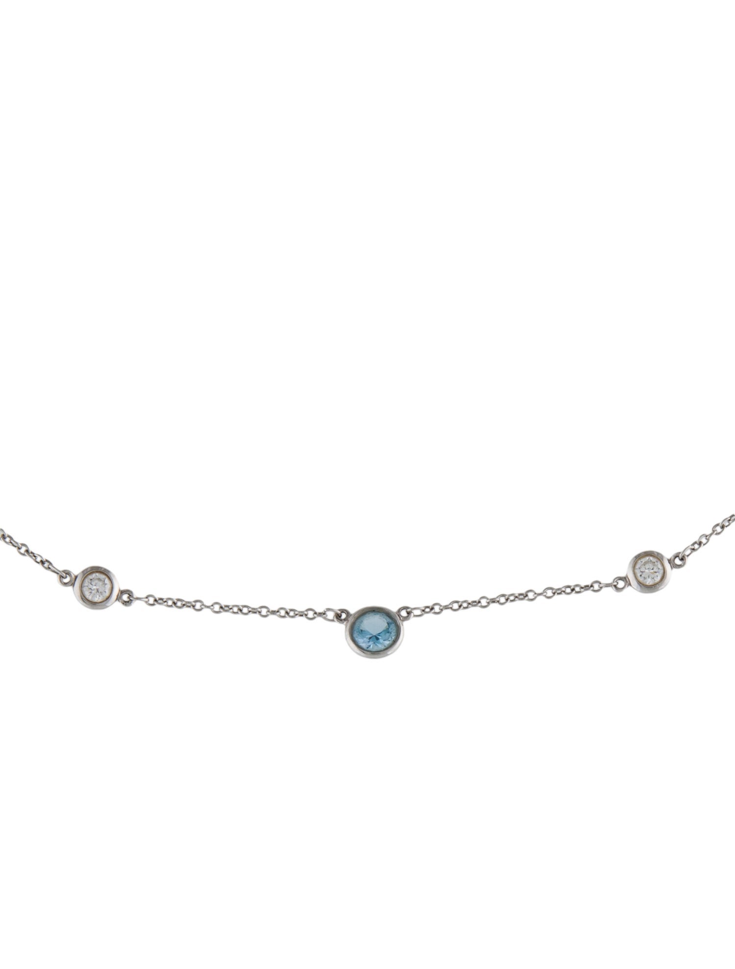 Tiffany & Co. Platinum Aquamarine & Diamond Color by the Yard Station Necklace