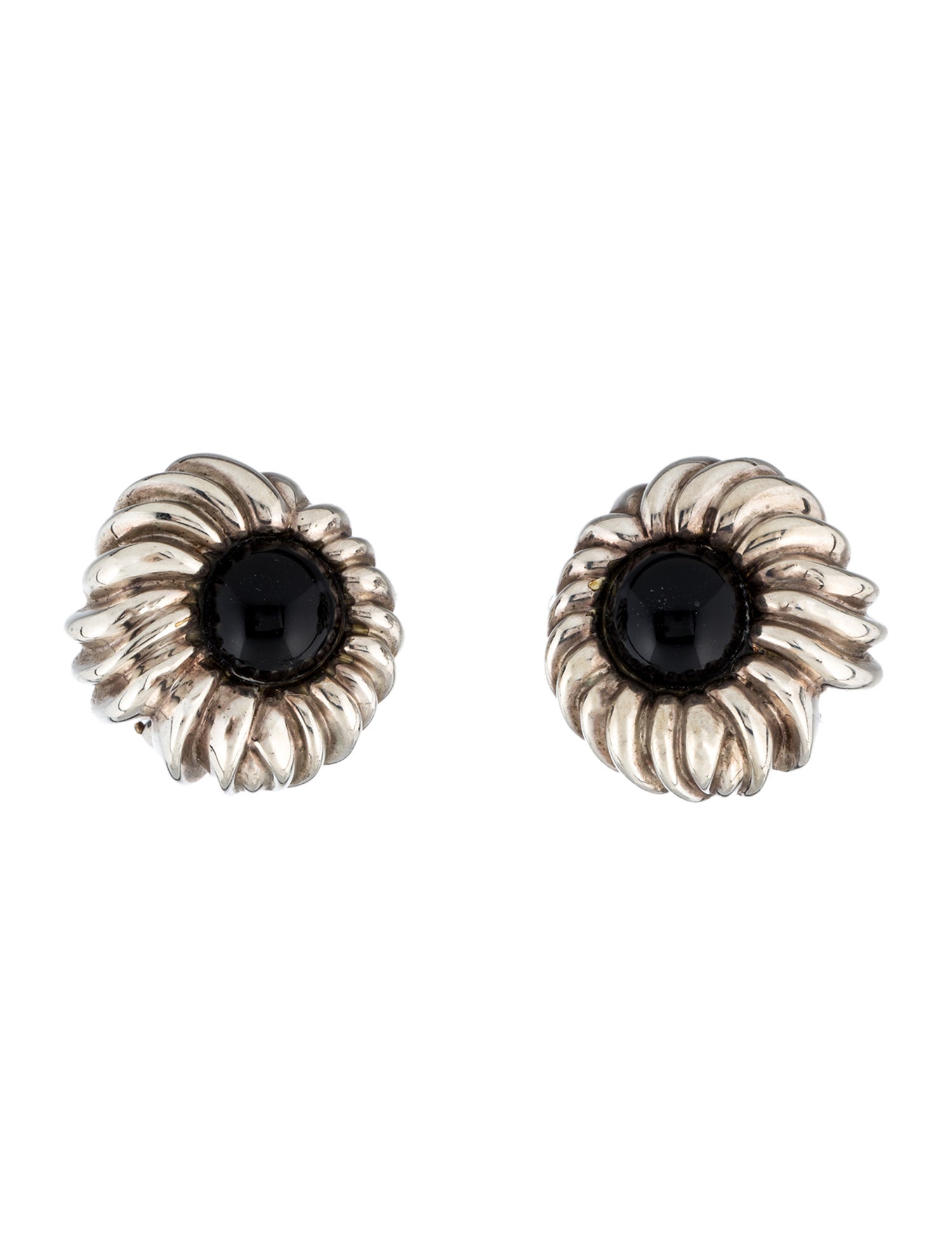 Tiffany & Co. Vintage Obsidian Earclip Earrings