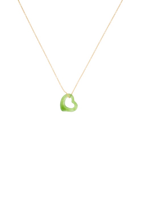 Tiffany & Co. 18K Nephrite Open Heart Pendant Necklace