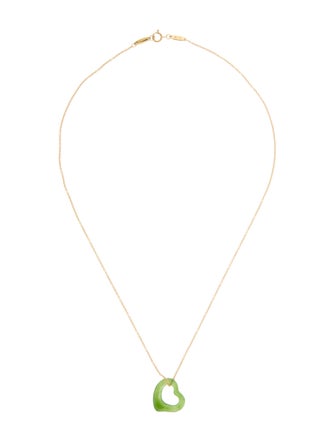 Tiffany & Co. 18K Nephrite Open Heart Pendant Necklace