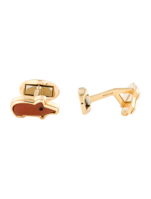 Tiffany & Co. Vintage 18K Carnelian & Onyx Pig Cufflinks