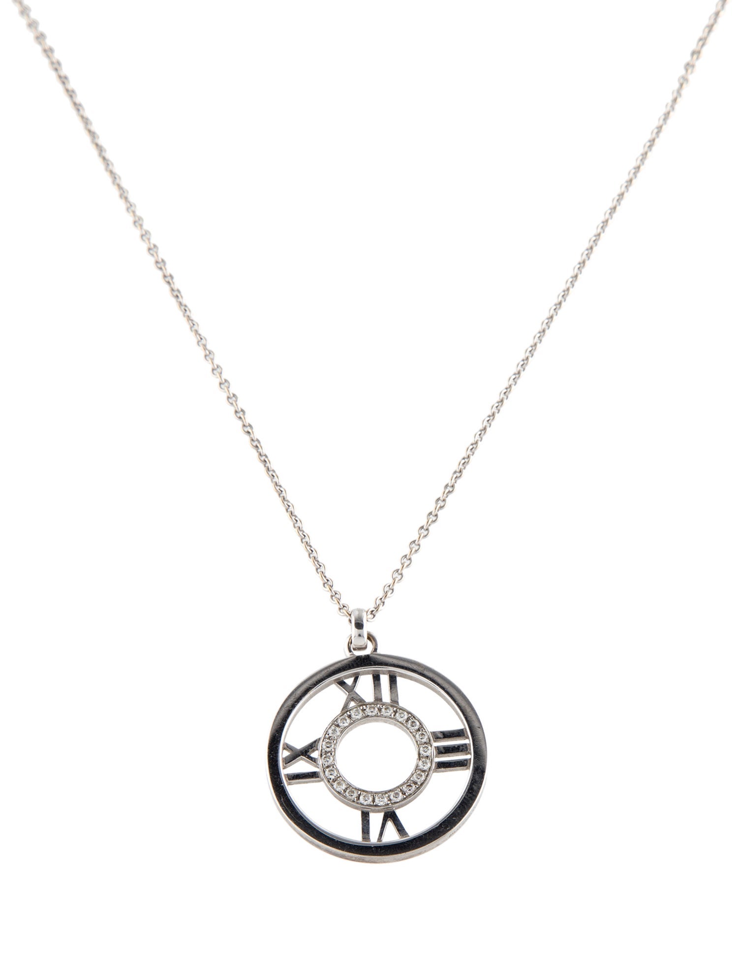 Tiffany & Co. 18K Diamond Atlas Pendant Necklace