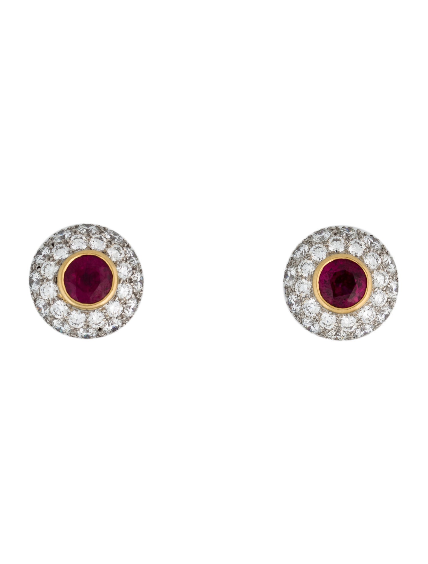 Tiffany & Co. Two-Tone 2.52ctw Diamond & Ruby Dome Stud Earrings