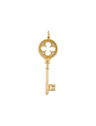 Tiffany & Co. 18K Diamond Clover Key Pendant