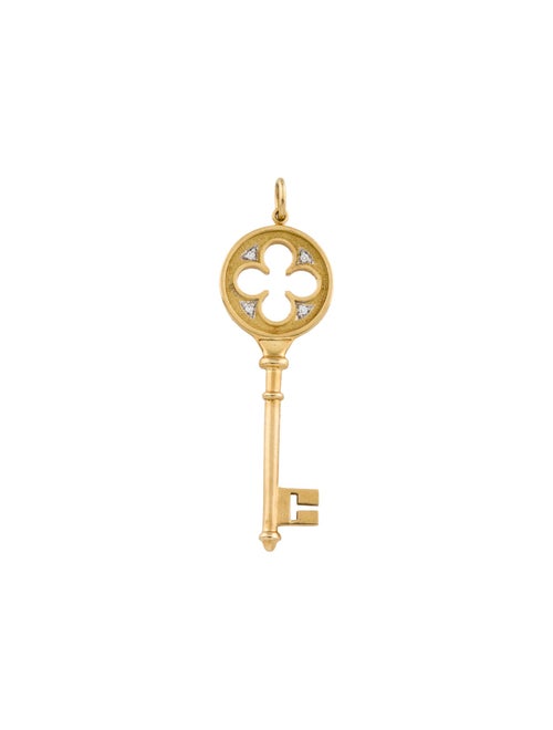 Tiffany & Co. 18K Diamond Clover Key Pendant