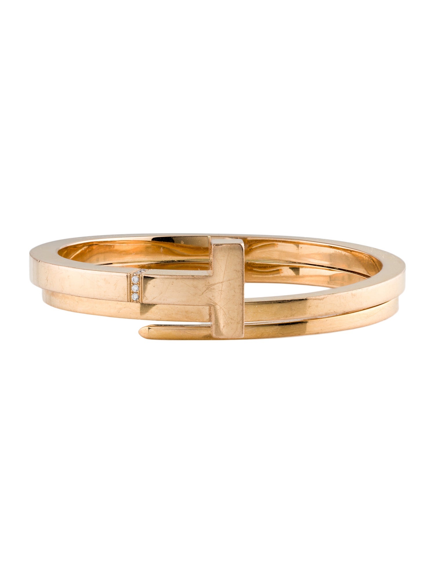 Tiffany & Co. 18K Diamond T Square Wrap Bracelet