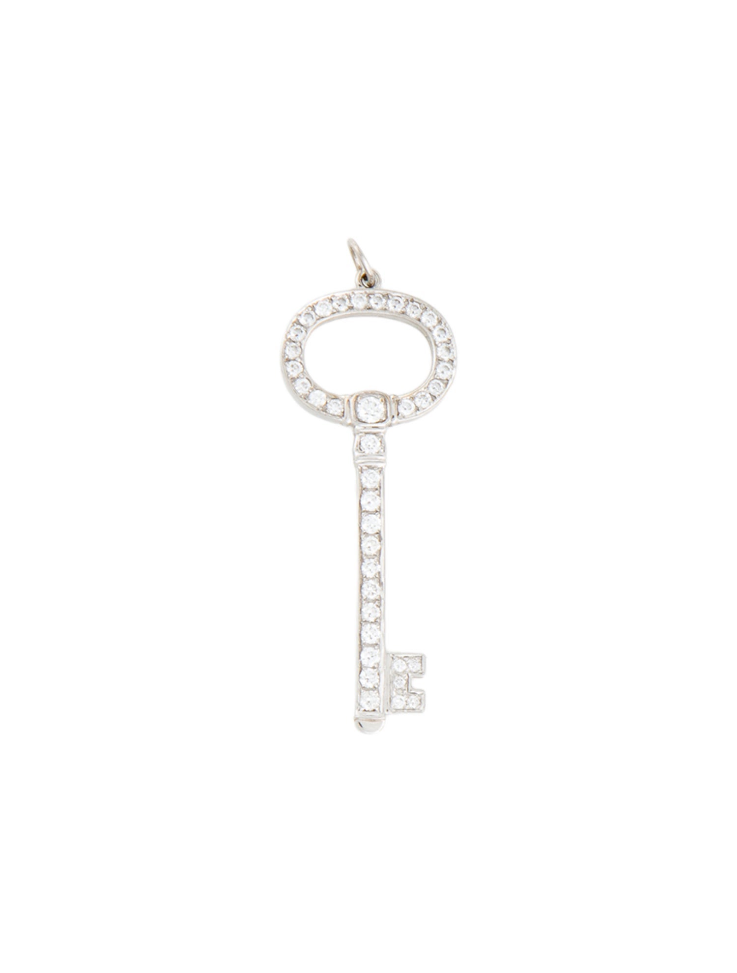 Tiffany & Co. Platinum Diamond Oval Key Pendant Necklace