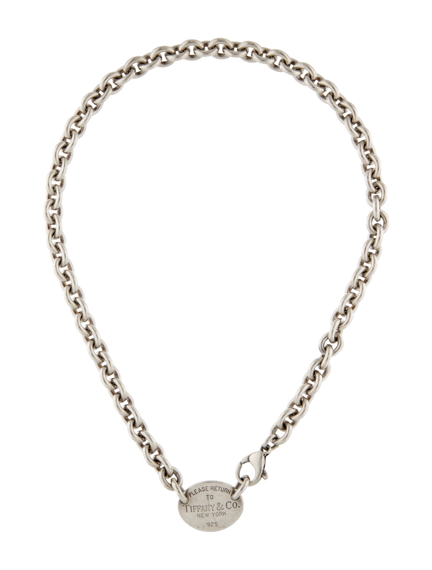 Tiffany & Co. Oval Tag Chain Link Choker Necklace