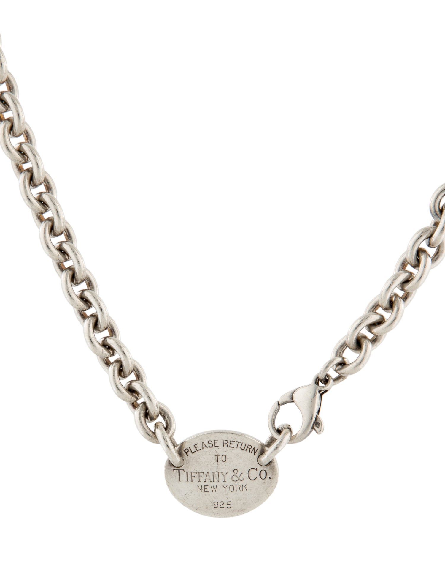Tiffany & Co. Oval Tag Chain Link Choker Necklace