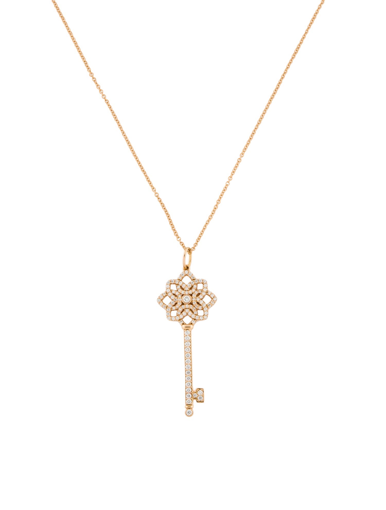 Tiffany & Co. 18K Diamond Woven Key Pendant Necklace