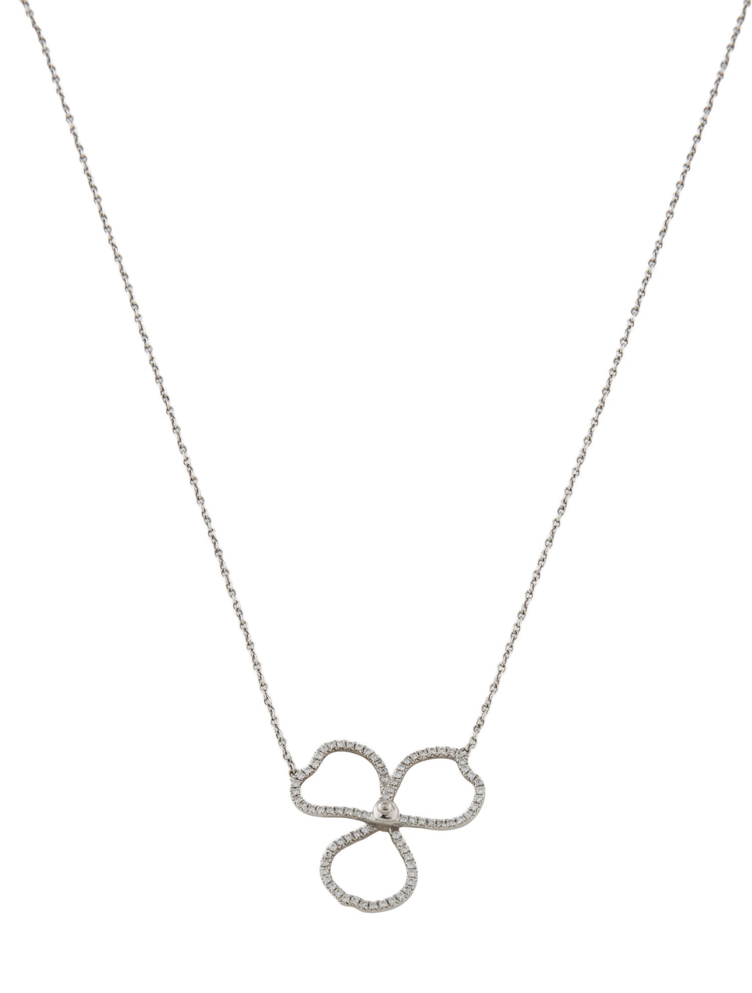 Tiffany & Co. Platinum Diamond Open Flower Pendant Necklace