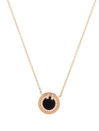 Tiffany & Co. 18K Black Onyx & Diamond Circle Pendant Necklace