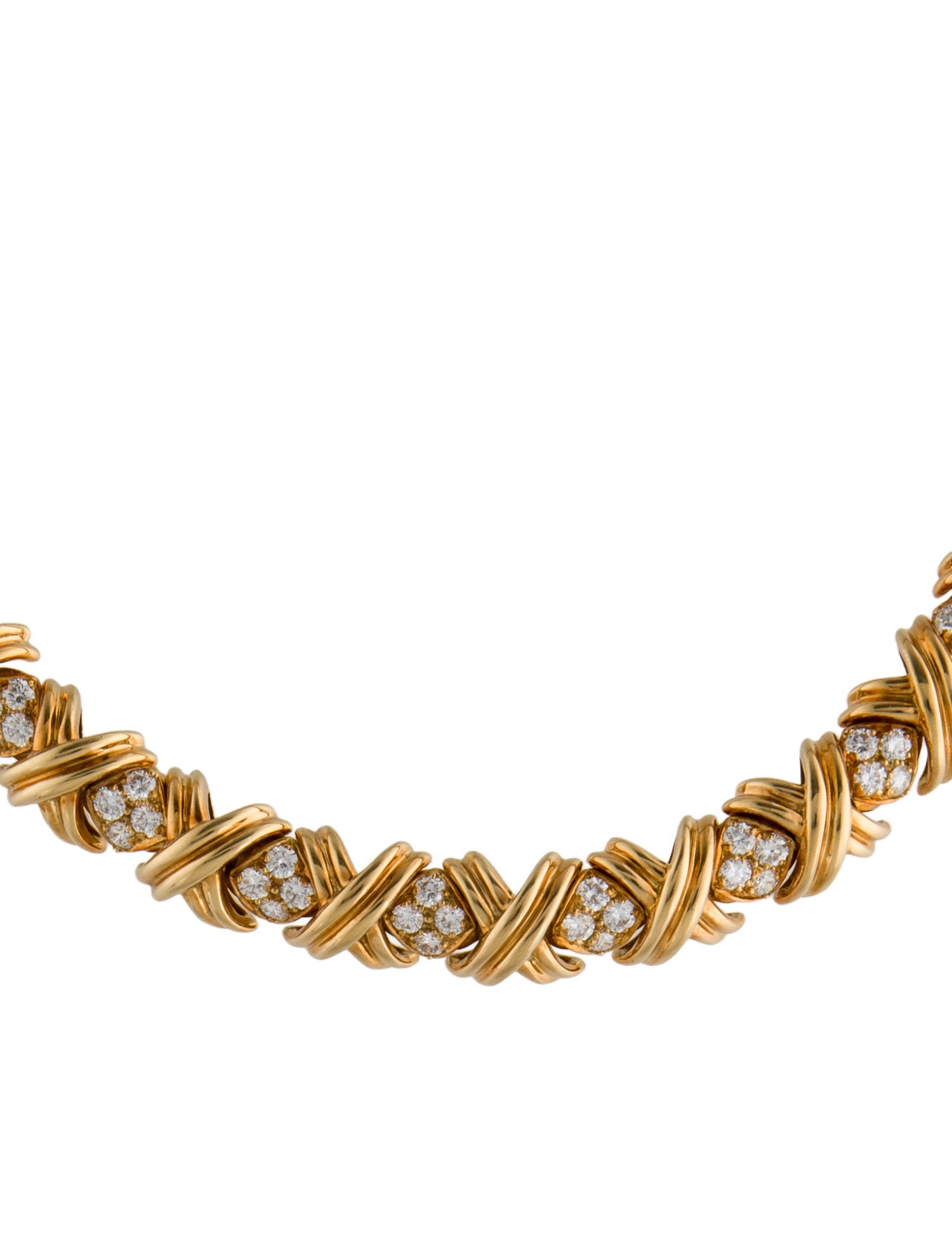 Tiffany & Co. Vintage 18K 2.01ctw Diamond Signature X Collar Necklace