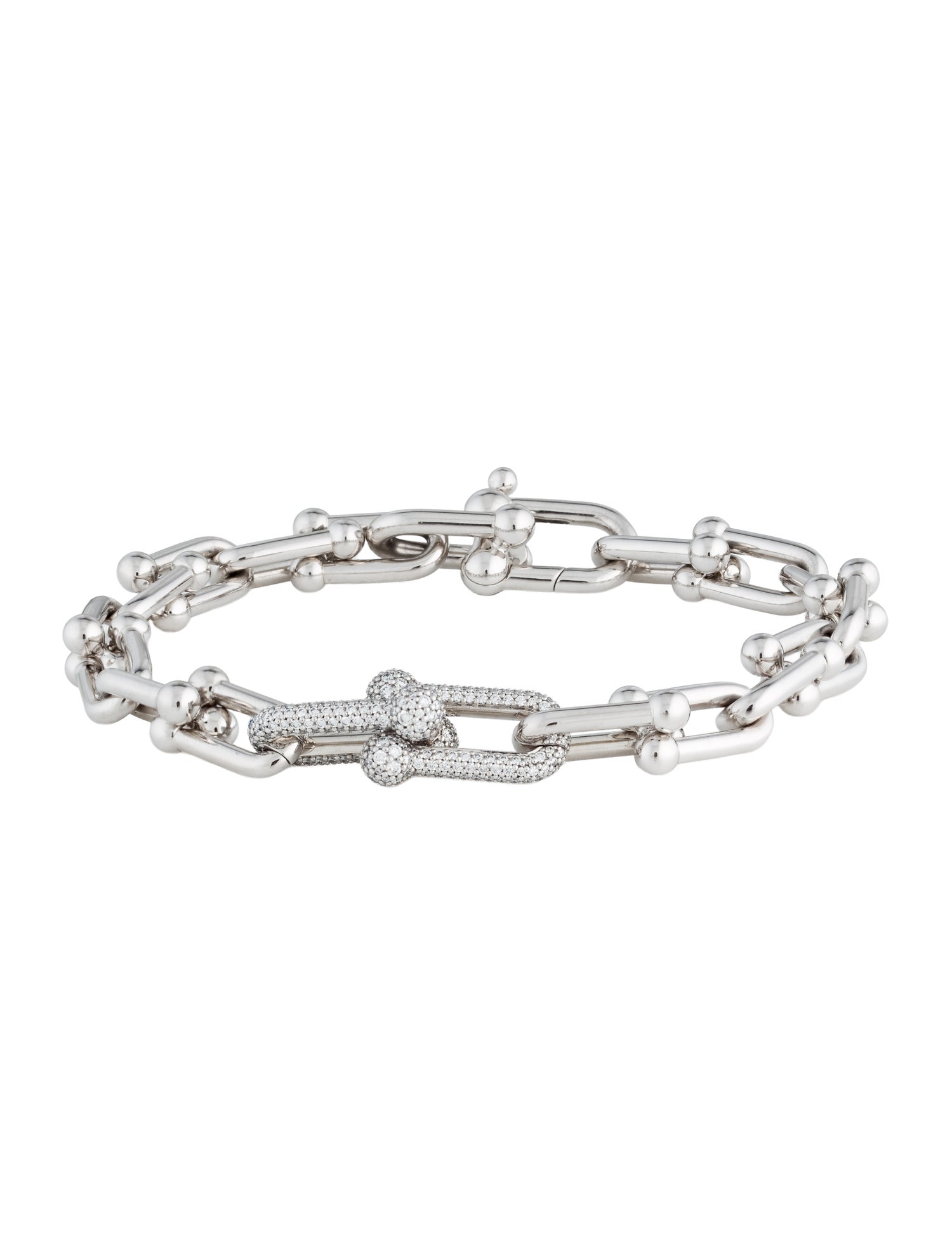 Tiffany & Co. 18K 1.39ctw Diamond Medium Link Bracelet