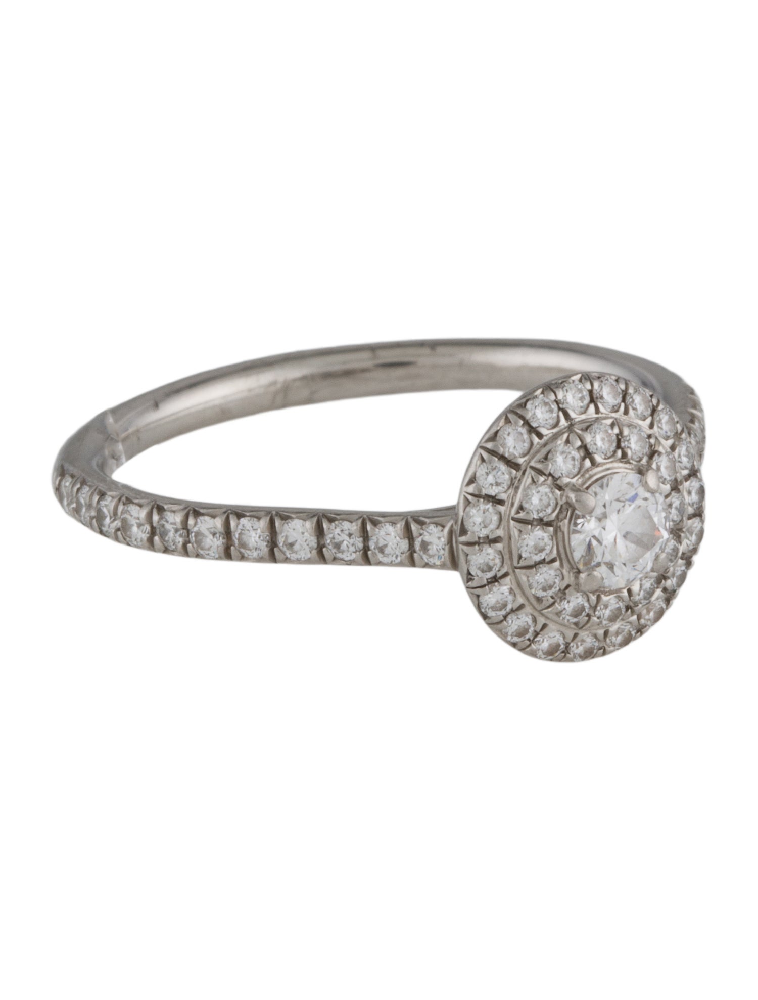Tiffany & Co. Platinum Diamond Double Halo Soleste Engagement Ring