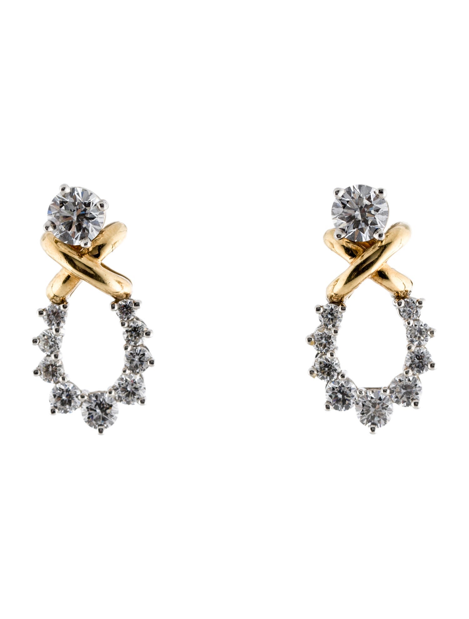 Tiffany & Co. Vintage 1.91ctw Diamond X Drop Earrings