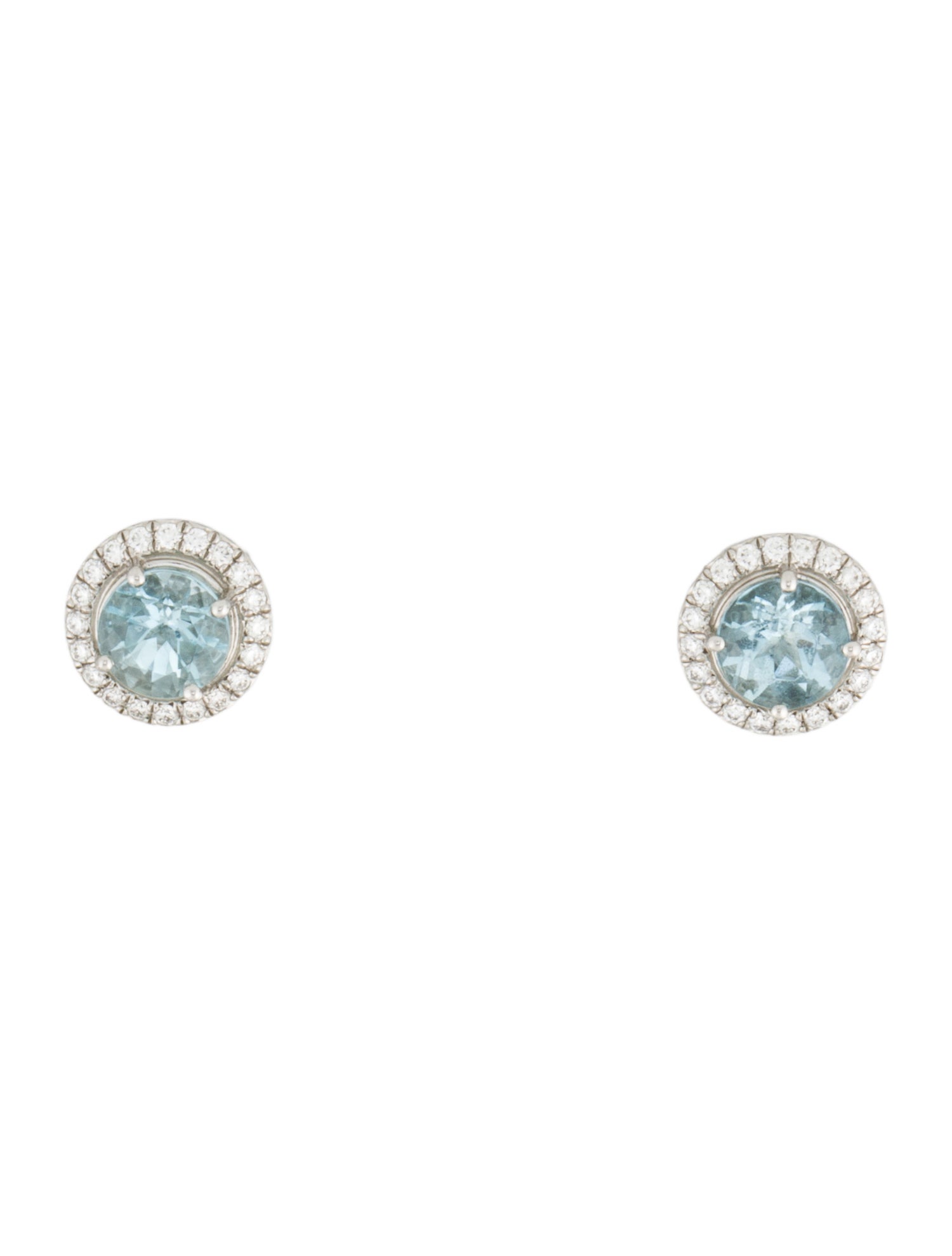Tiffany & Co. Platinum 1.35ctw Aquamarine & Diamond Soleste Stud Earrings