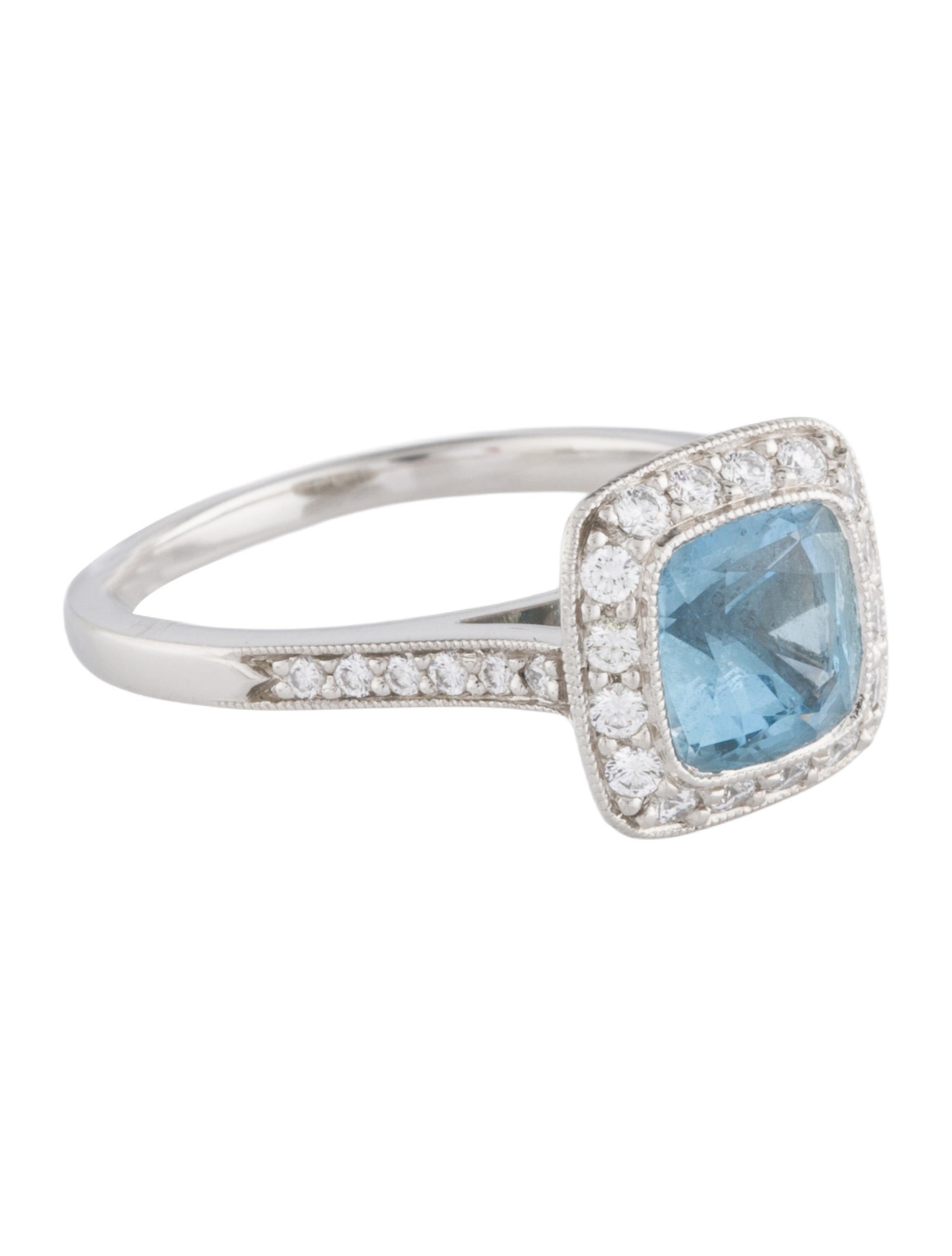 Tiffany & Co. Platinum Aquamarine & Diamond Cocktail Ring