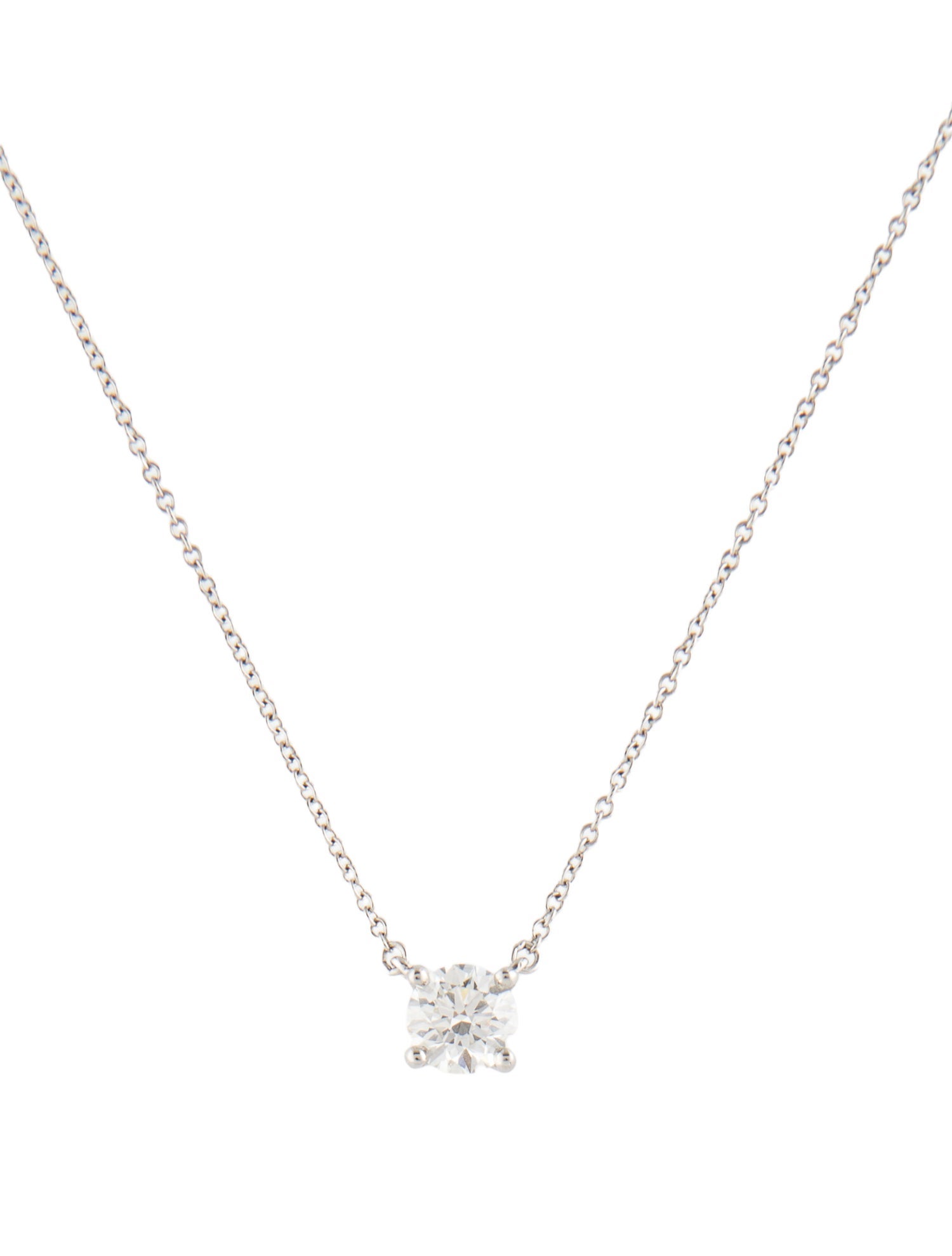 Tiffany & Co. Platinum Diamond Solitaire Pendant Necklace