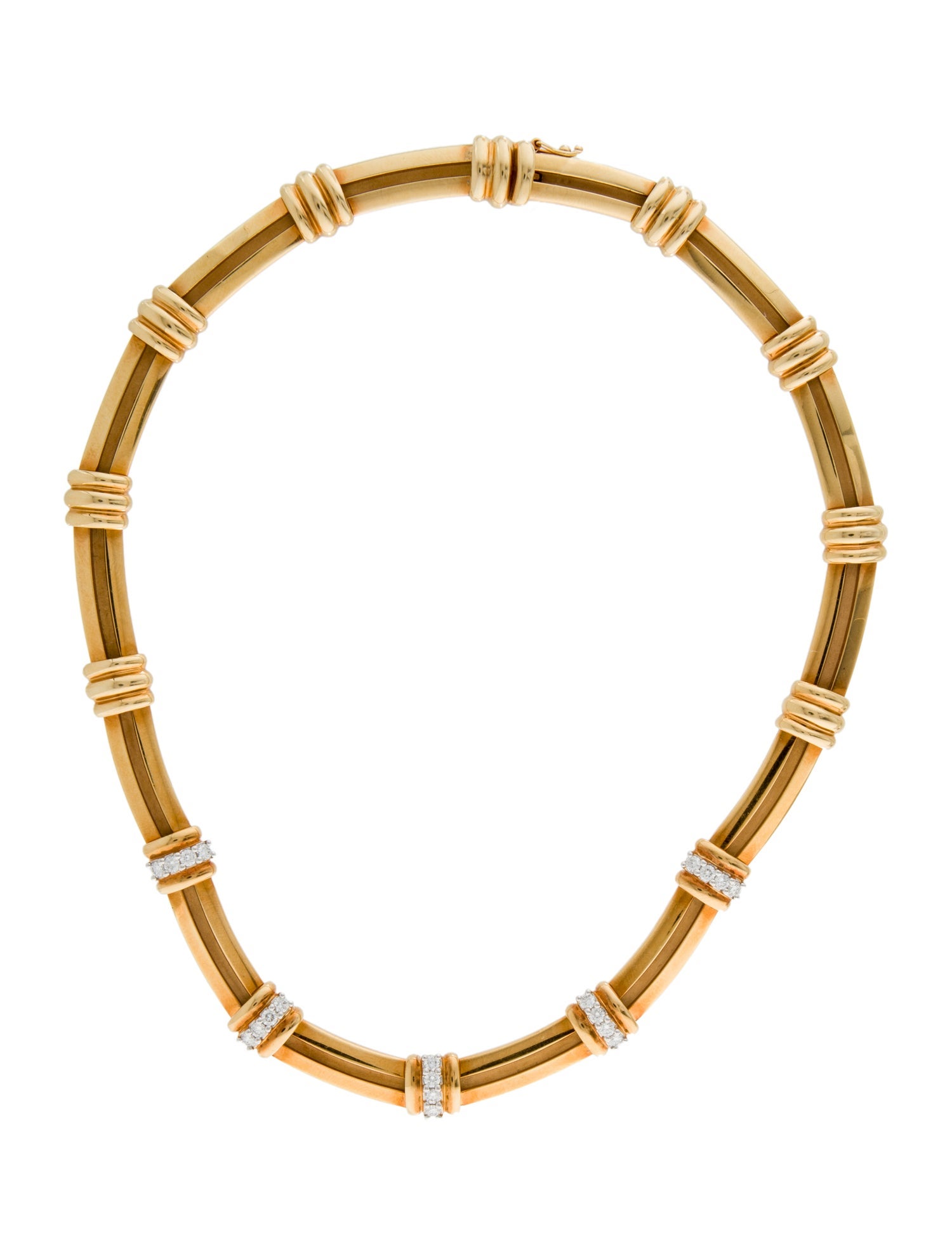 Tiffany & Co. Vintage 1.30ctw Diamond Atlas Groove Link Collar Necklace