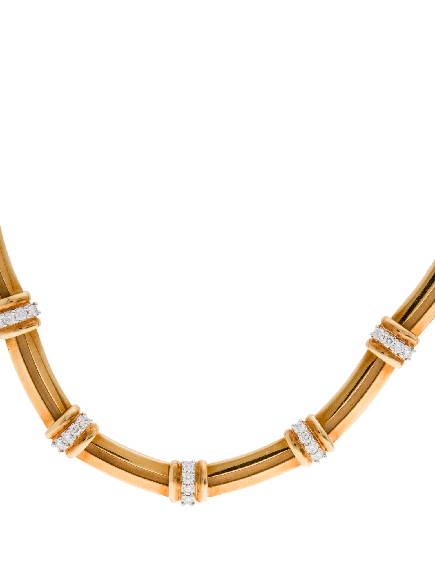 Tiffany & Co. Vintage 1.30ctw Diamond Atlas Groove Link Collar Necklace
