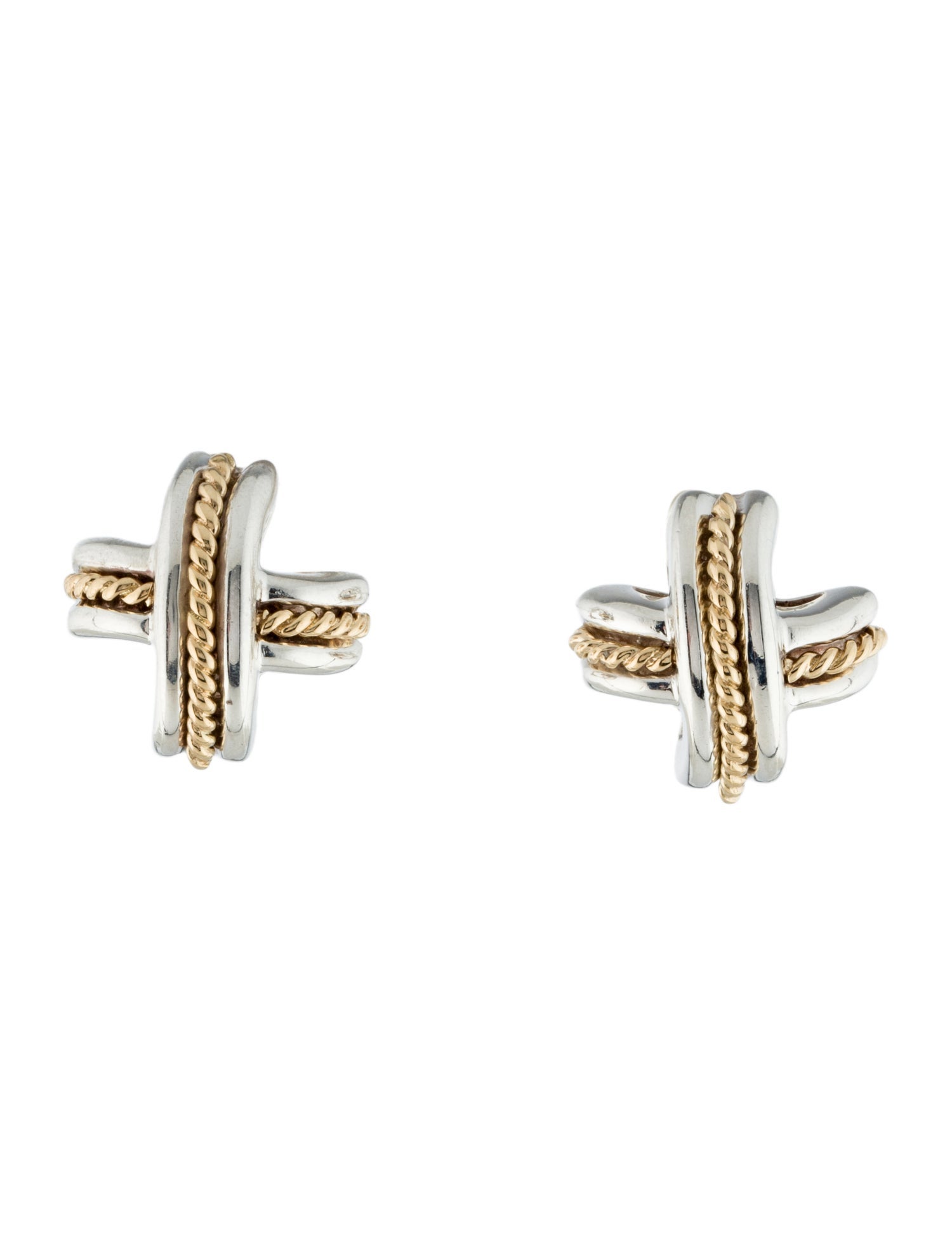 Tiffany & Co. Vintage Two-Tone Signature X Earclips