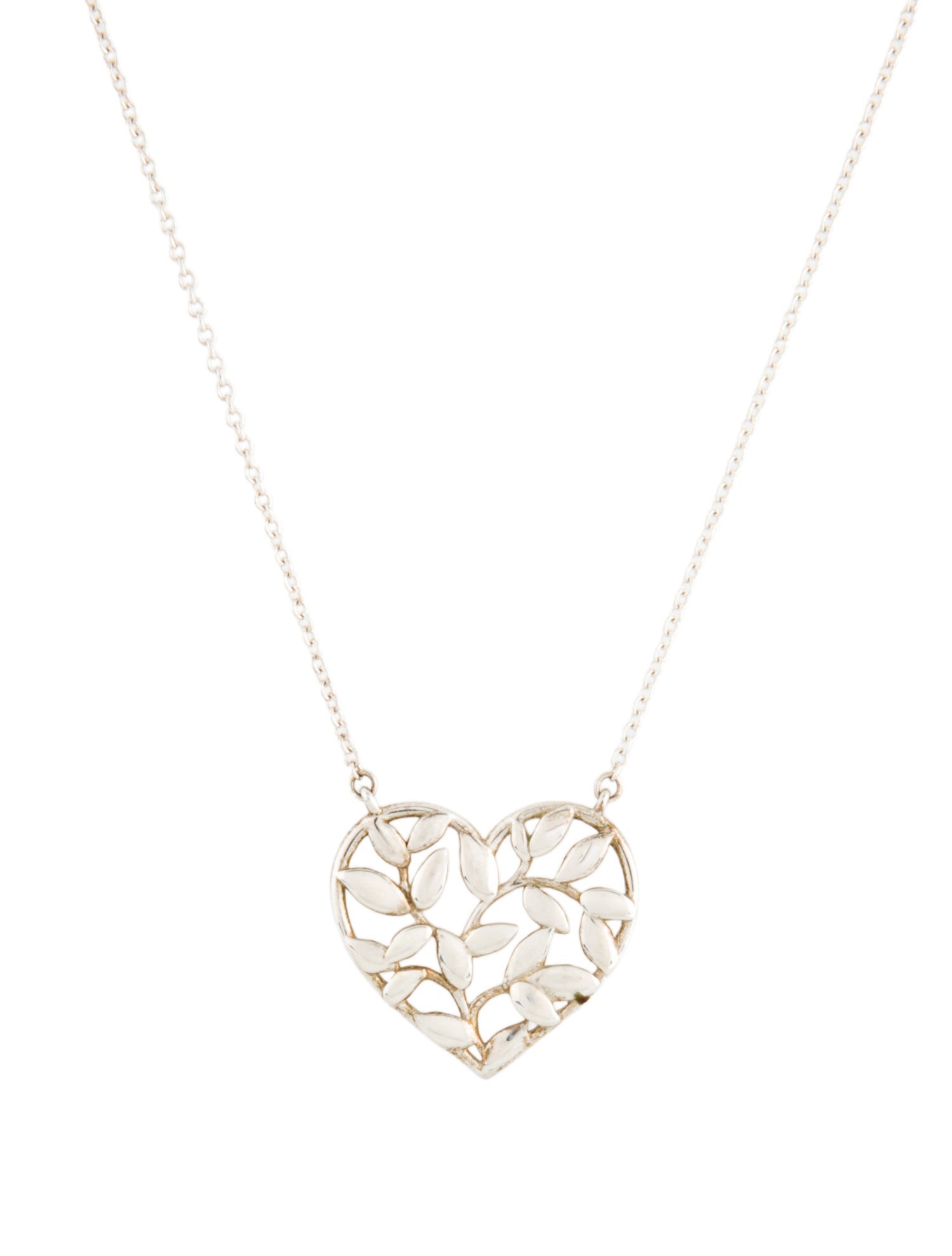 Tiffany & Co. Olive Leaf Heart Pendant Necklace