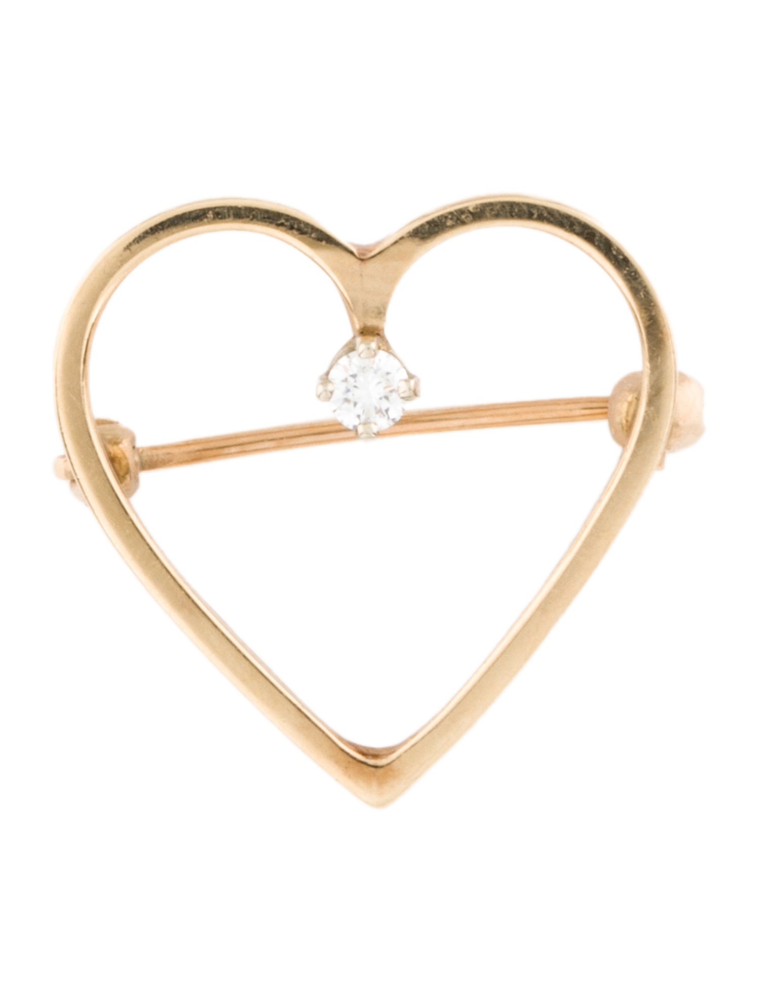 Tiffany & Co. Vintage 14K Diamond Heart Brooch Pin