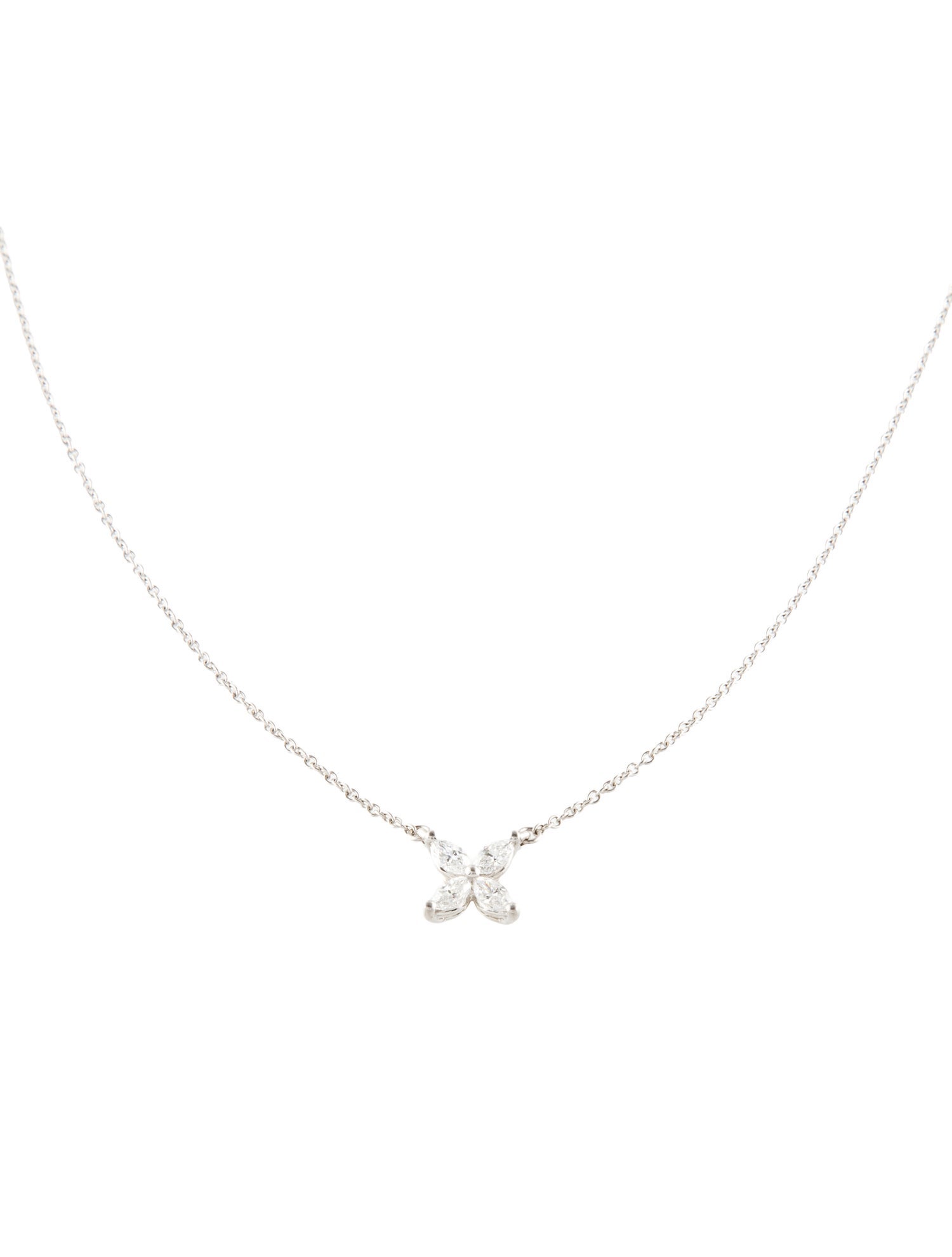 Tiffany & Co. Platinum Diamond Small Victoria Pendant Necklace